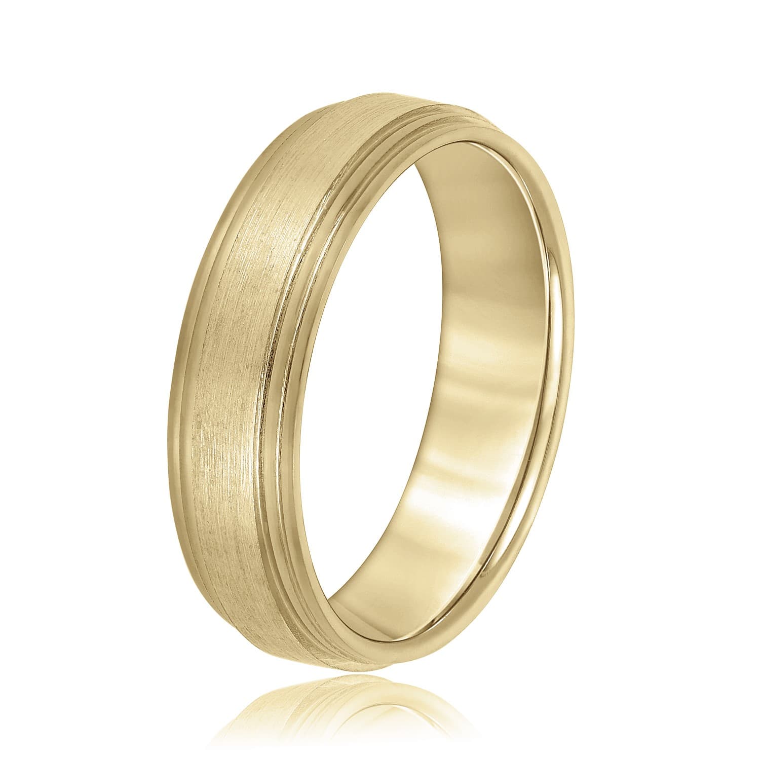 6mm Standard Weight Men's Band, Side view in yellow gold