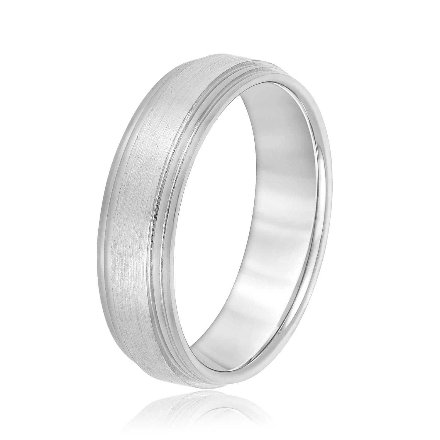6mm Standard Weight Men's Band, Side view in white gold or platinum