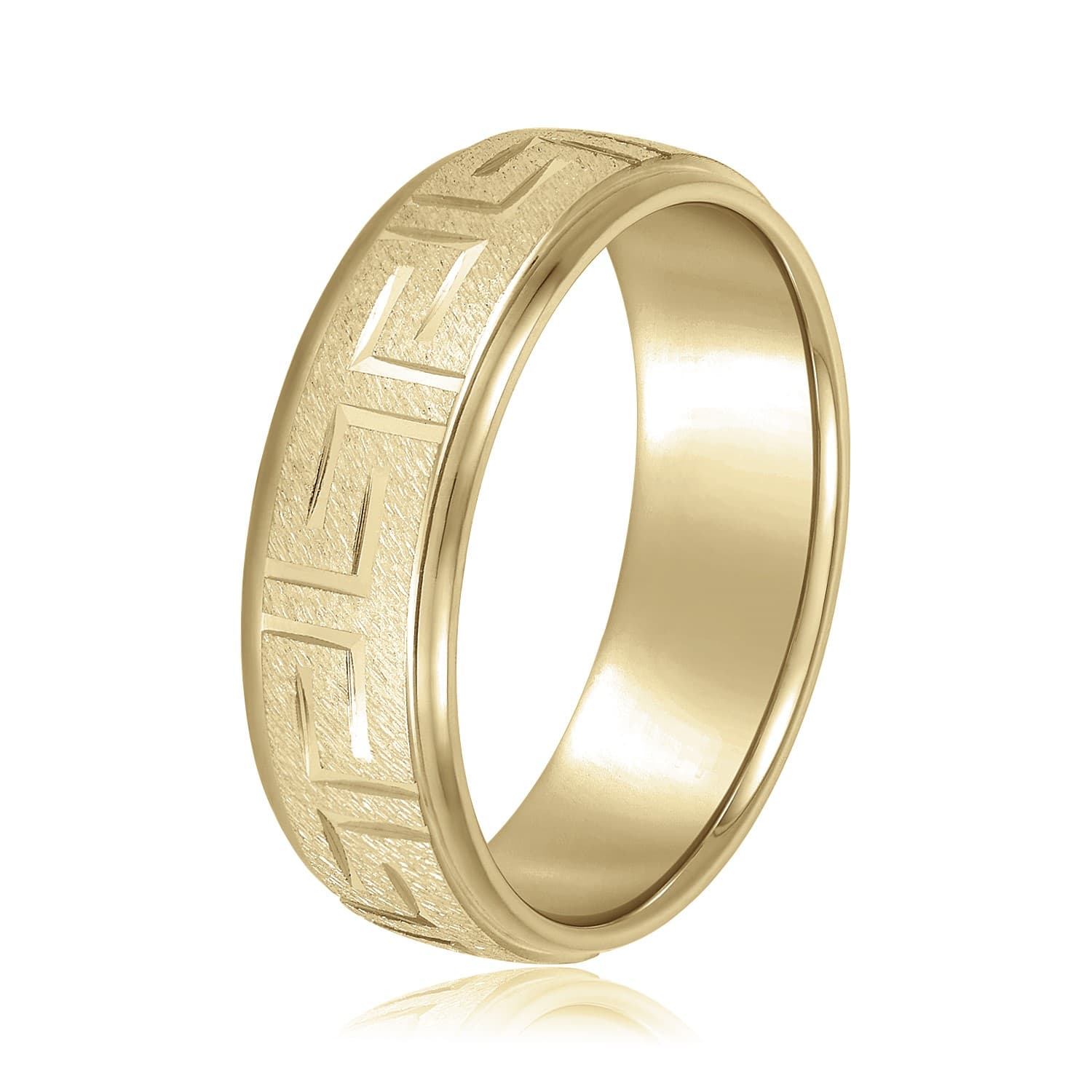 7mm Standard Weight Men's Band, Side view in yellow gold