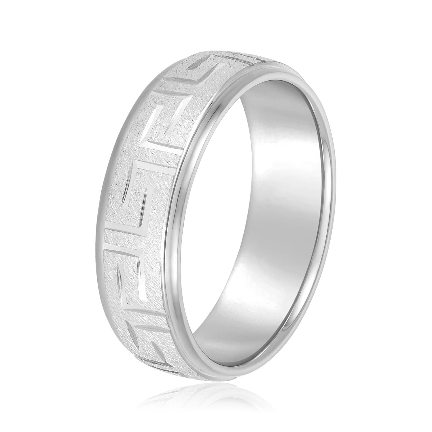 7mm Standard Weight Men's Band, Side view in white gold or platinum