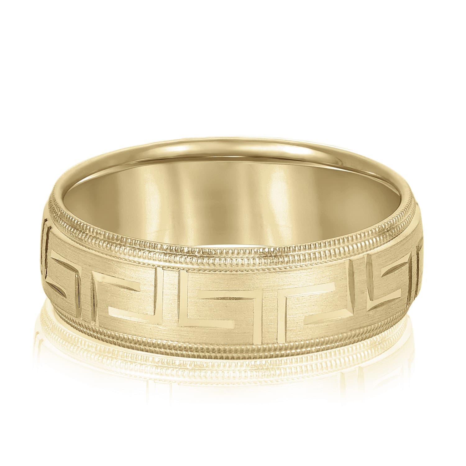 7mm Standard Weight Men's Band, Front view in yellow gold