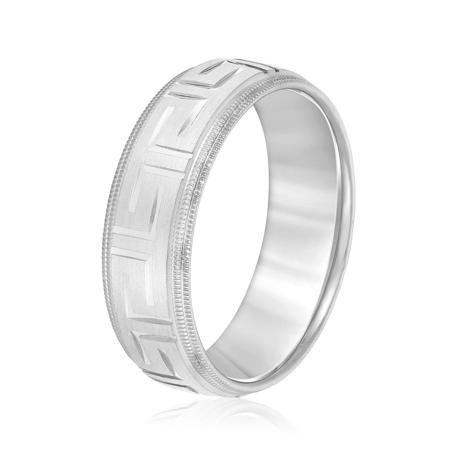 7mm Standard Weight Men's Band, Side view in white gold or platinum
