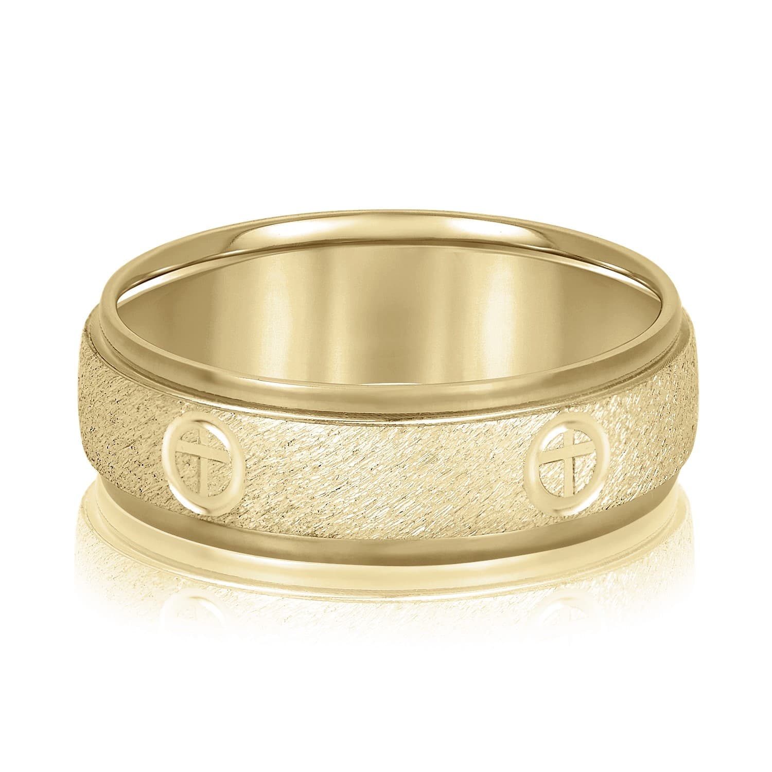 7mm Standard Weight Men's Band, Front view in yellow gold