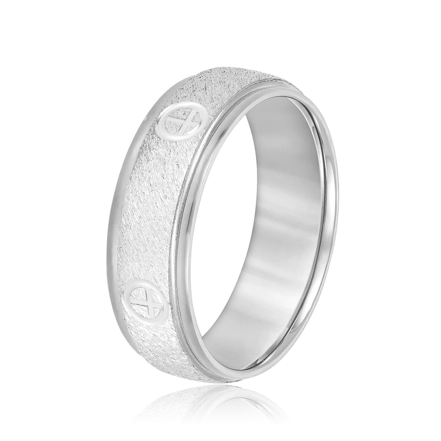 7mm Standard Weight Men's Band, Side view in white gold or platinum