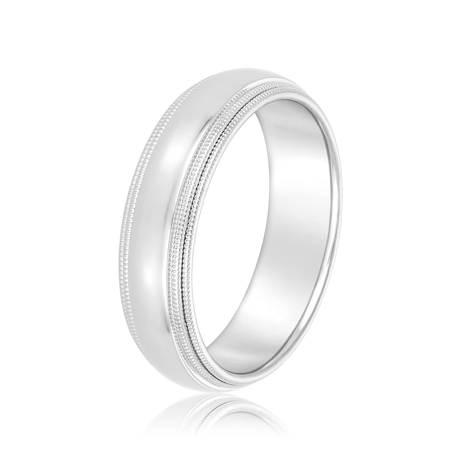 6mm Standard Weight Men's Band, Side view in white gold or platinum