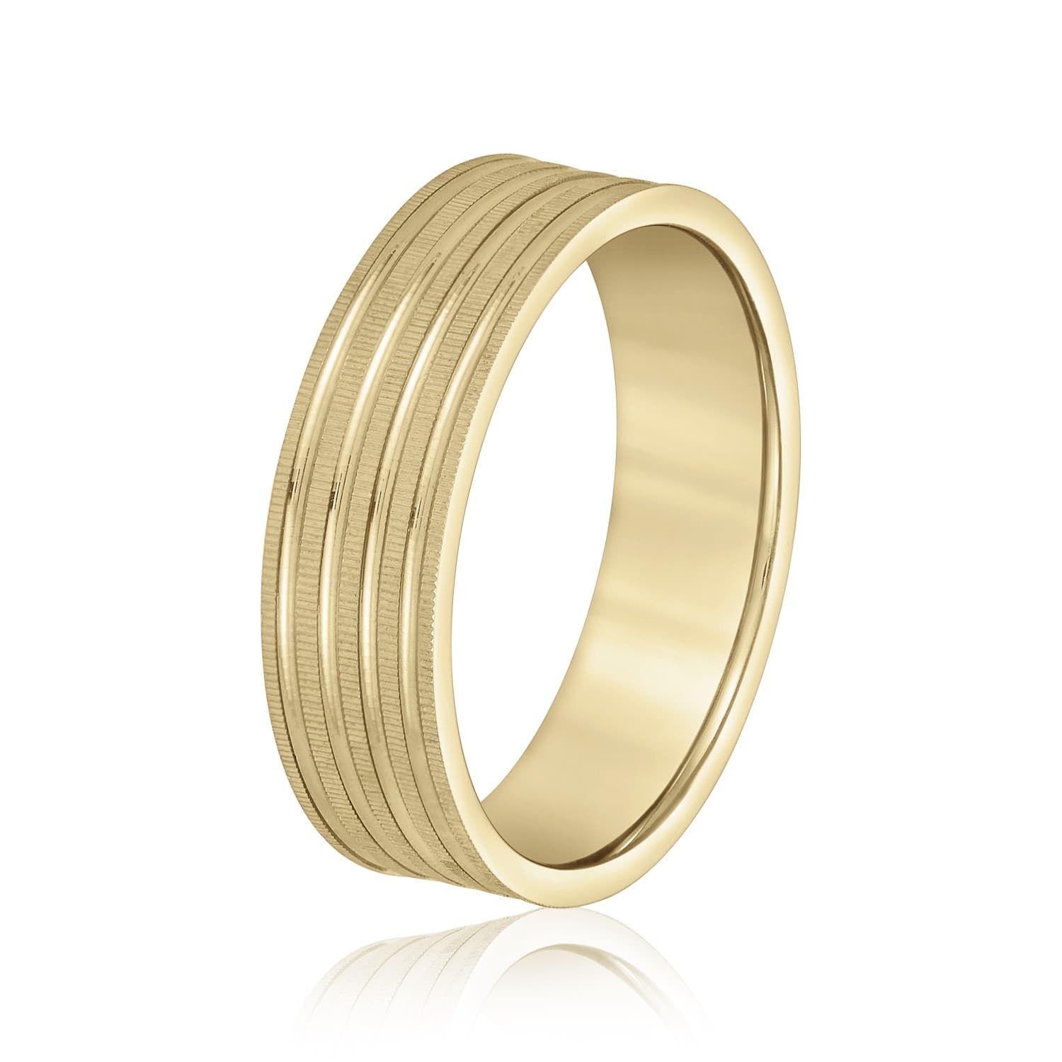 5mm Light Weight Men's Band, Side view in yellow gold