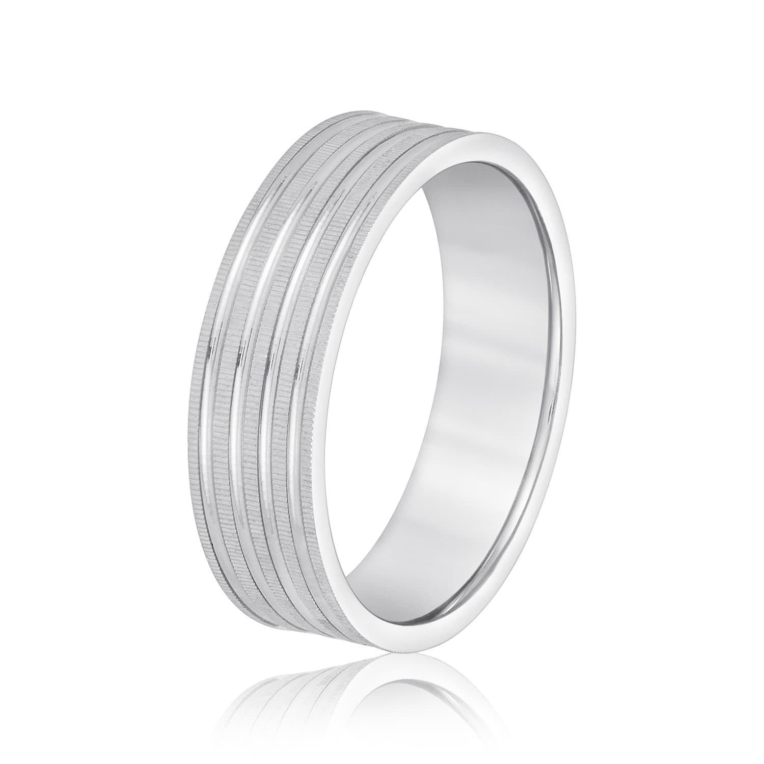 5mm Light Weight Men's Band, Side view in white gold or platinum