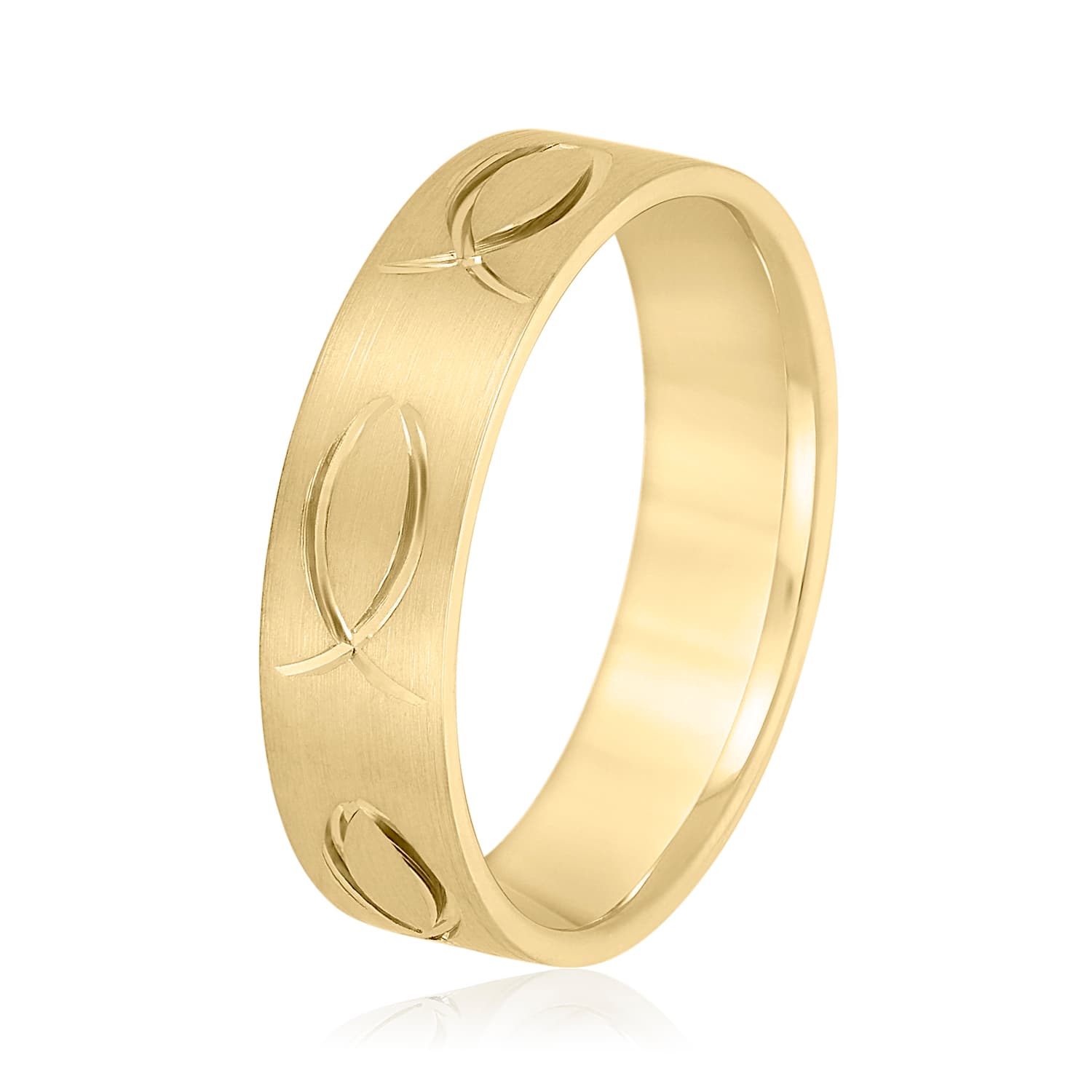 7mm Light Weight Men's Band, Side view in yellow gold