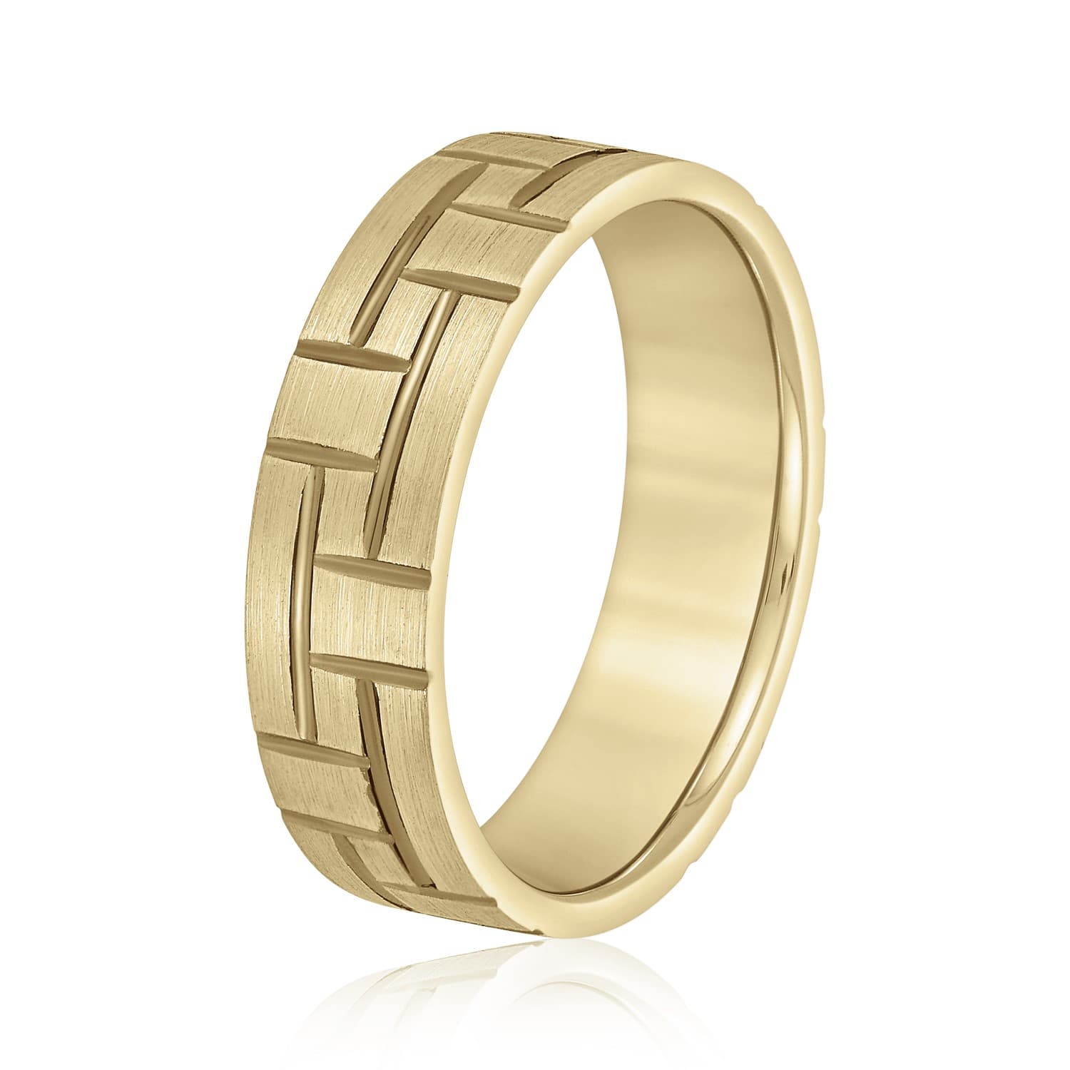 8mm Light Weight Men's Band, Side view in yellow gold