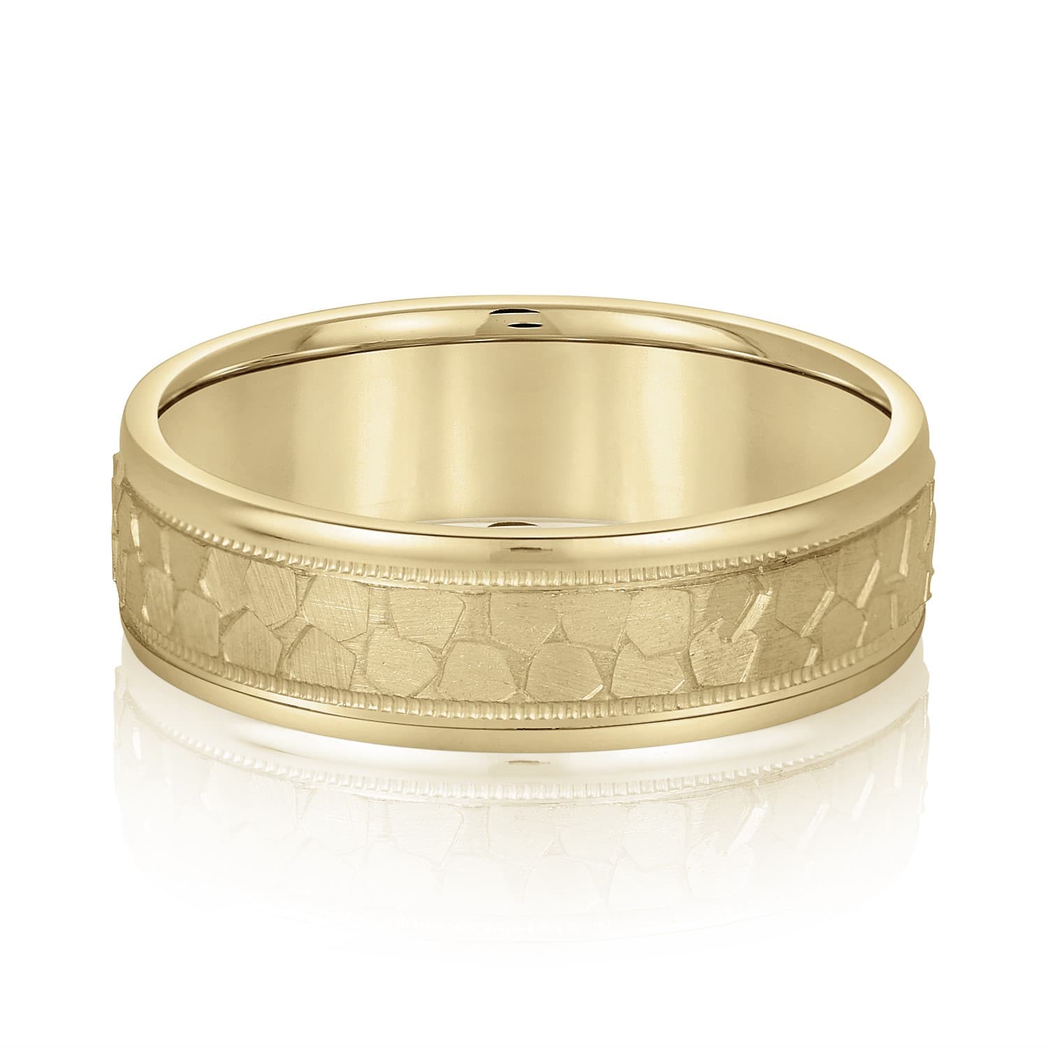 6mm Light Weight Men's Band, Front view in yellow gold