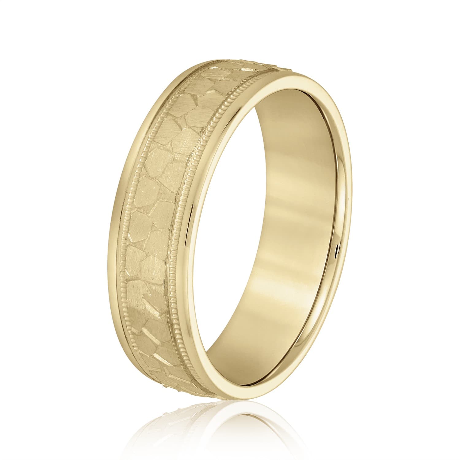 6mm Light Weight Men's Band, Side view in yellow gold