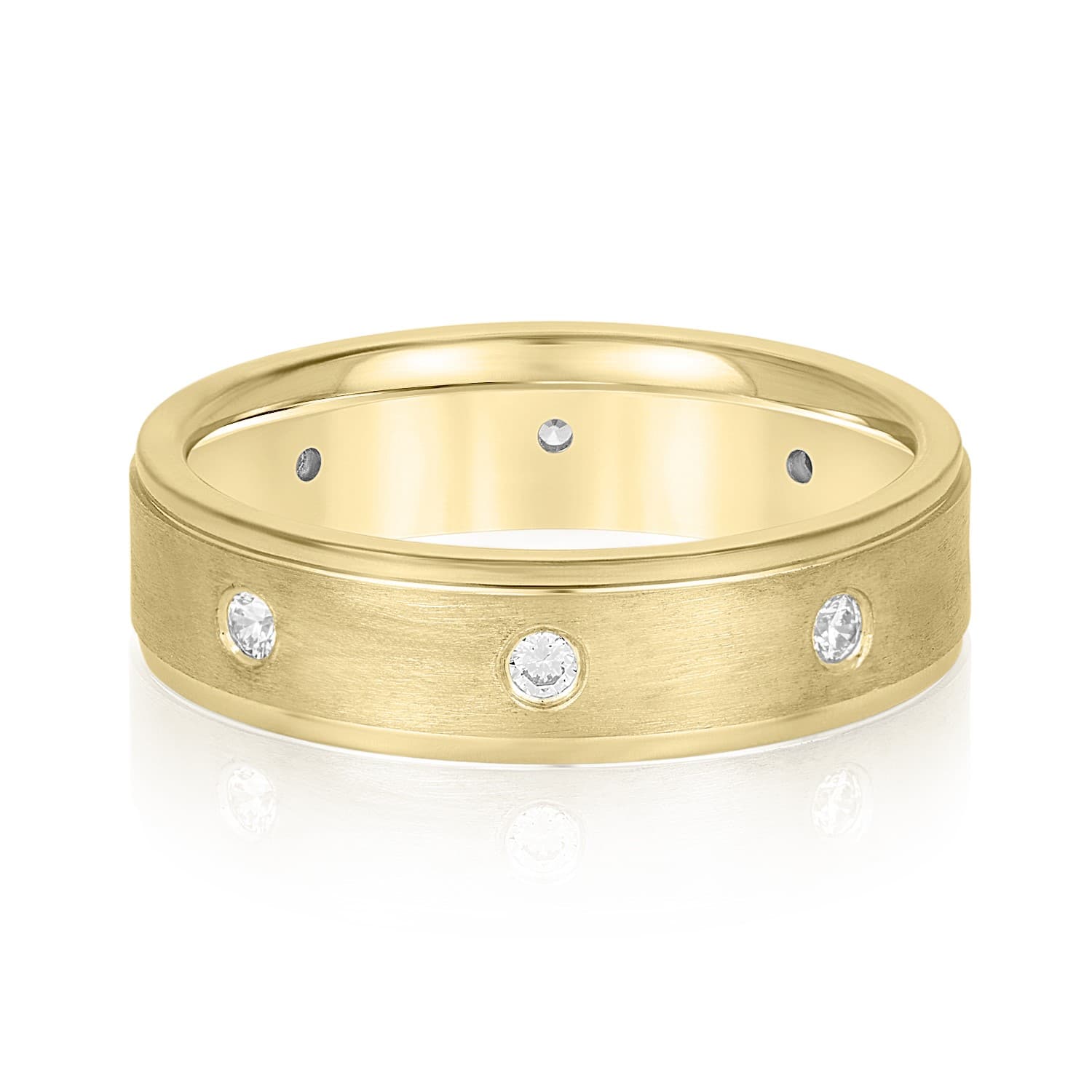 6mm Heavy Weight Men's Band with Diamonds (1/4 ct. tw.), Front view in yellow gold
