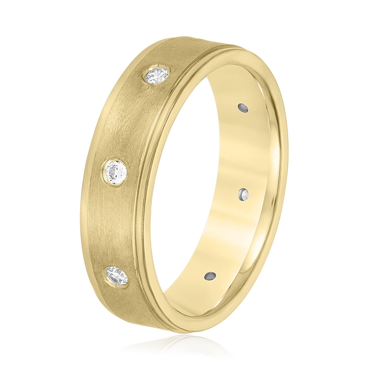 6mm Heavy Weight Men's Band with Diamonds (1/4 ct. tw.), Side view in yellow gold