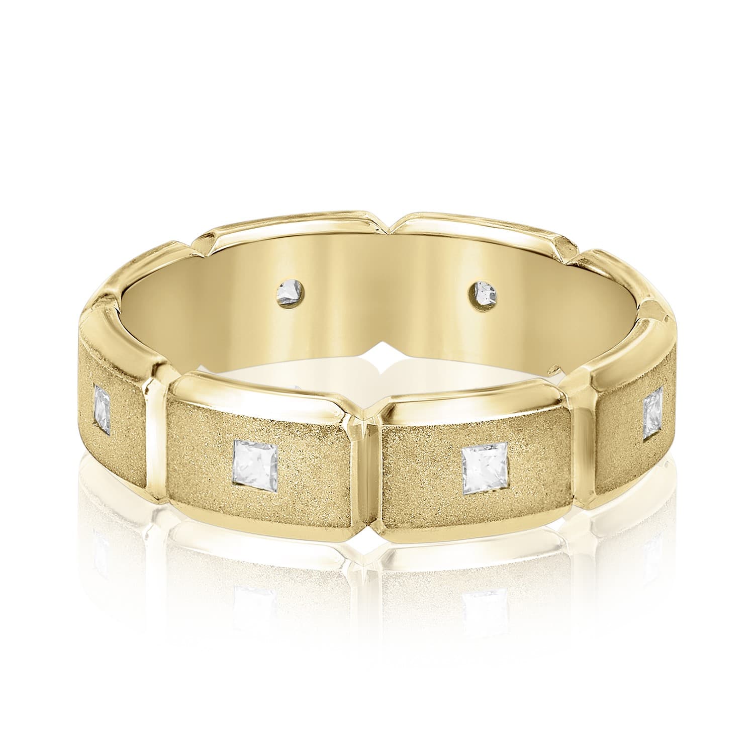 6mm Heavy Weight Men's Band with Diamonds (0.4 ct. tw.), Front view in yellow gold