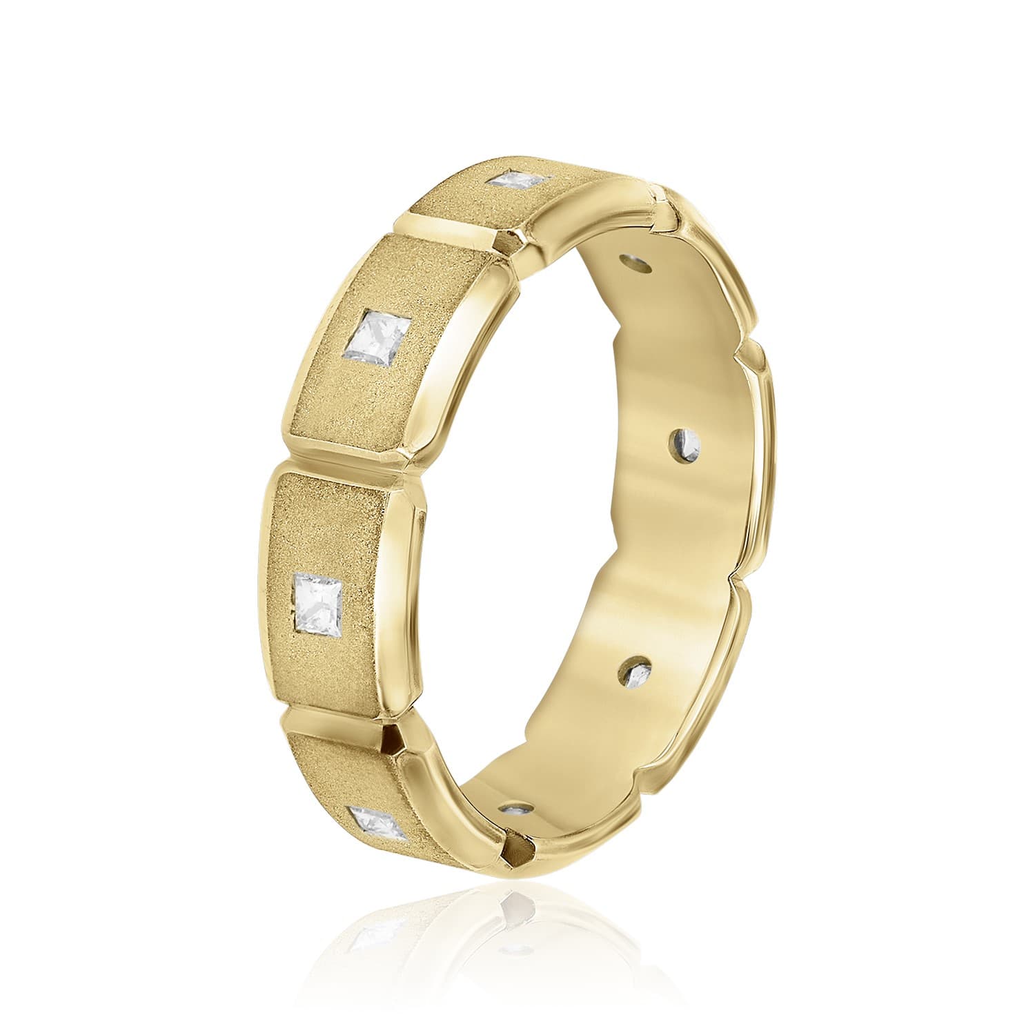 6mm Heavy Weight Men's Band with Diamonds (0.4 ct. tw.), Side view in yellow gold