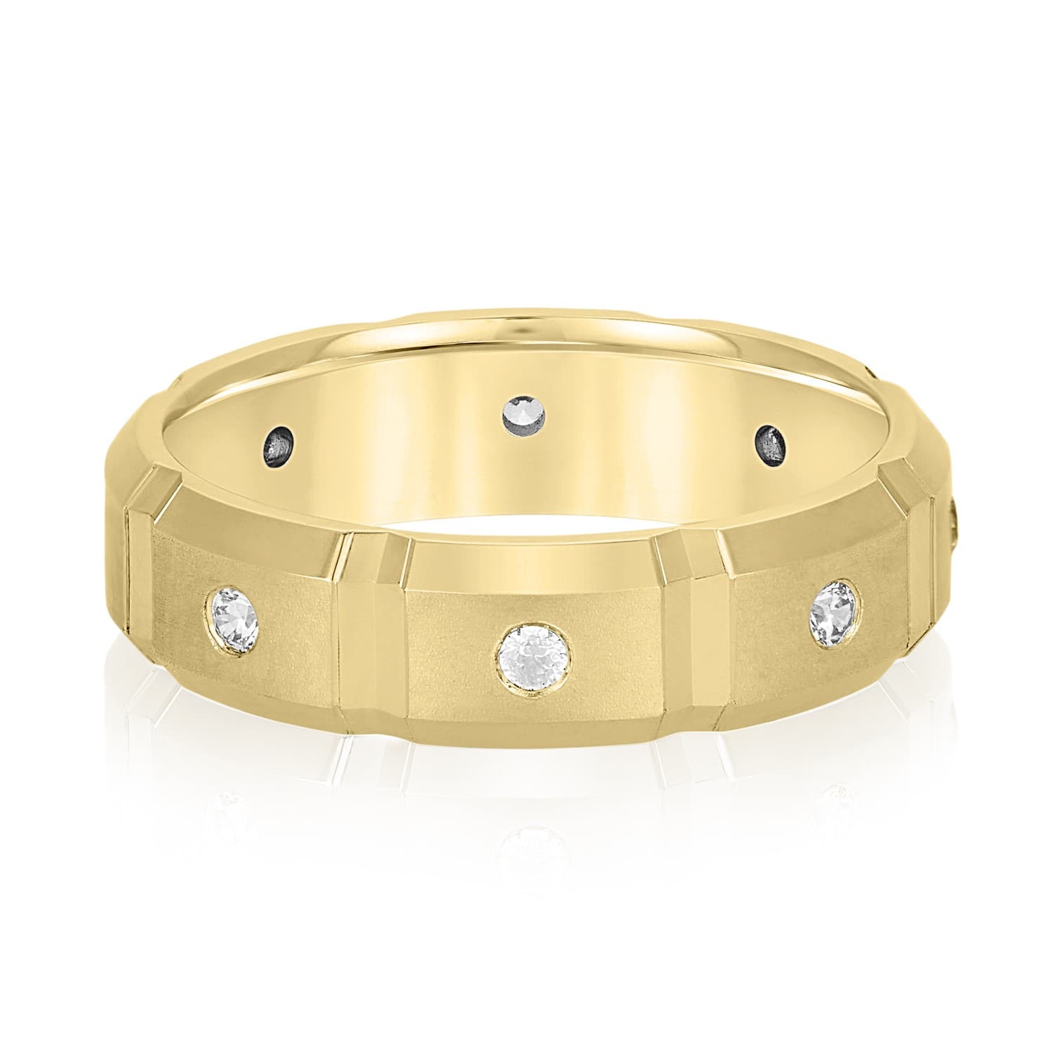 6mm Heavy Weight Men's Band with Diamonds (1/4 ct. tw.), Front view in yellow gold