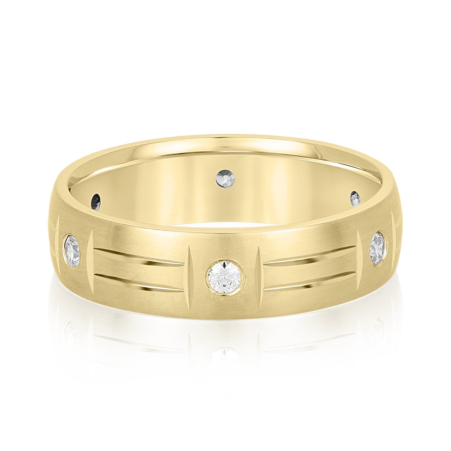 6mm Heavy Weight Men's Band with Diamonds (1/4 ct. tw.), Front view in yellow gold