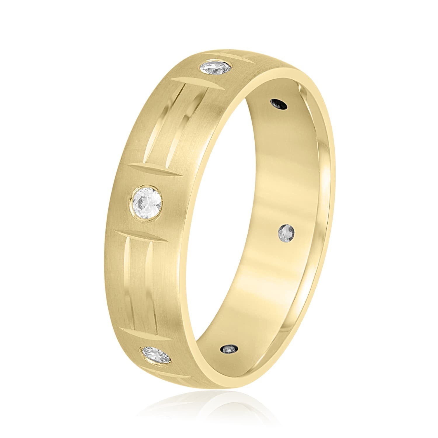6mm Heavy Weight Men's Band with Diamonds (1/4 ct. tw.), Side view in yellow gold