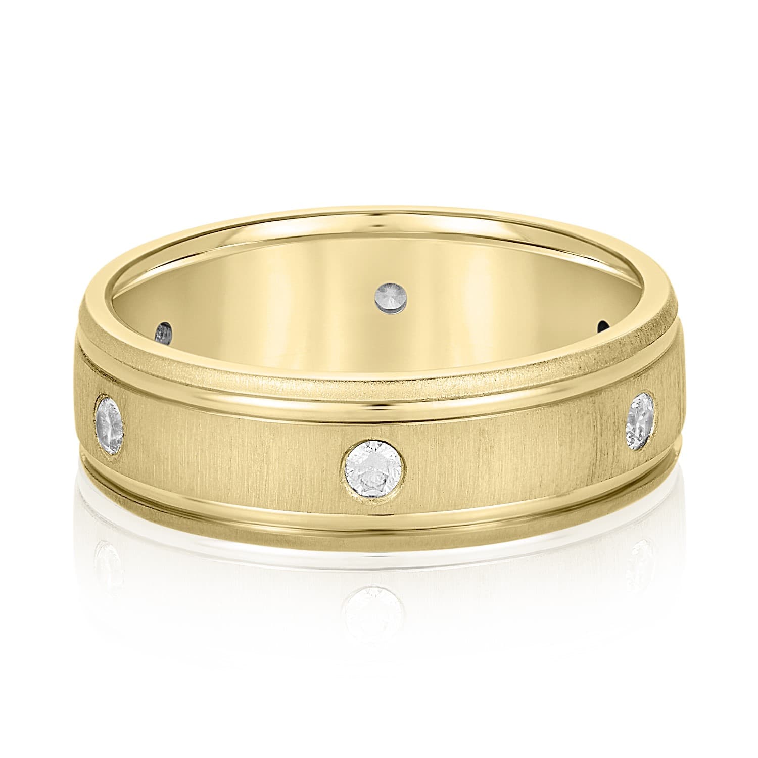 6mm Heavy Weight Men's Band with Diamonds — TT (0.3 ct. tw.), Front view in yellow gold