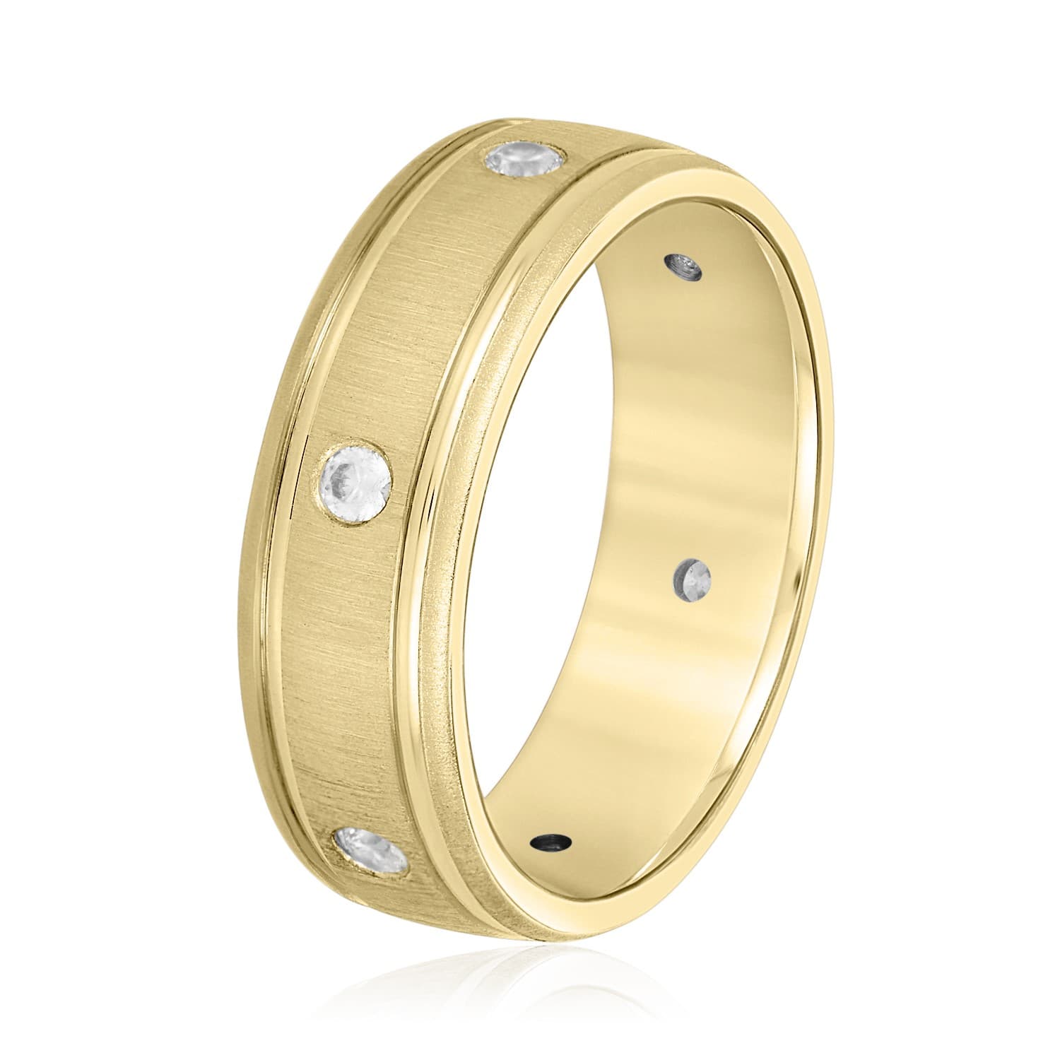 6mm Heavy Weight Men's Band with Diamonds — TT (0.3 ct. tw.), Side view in yellow gold