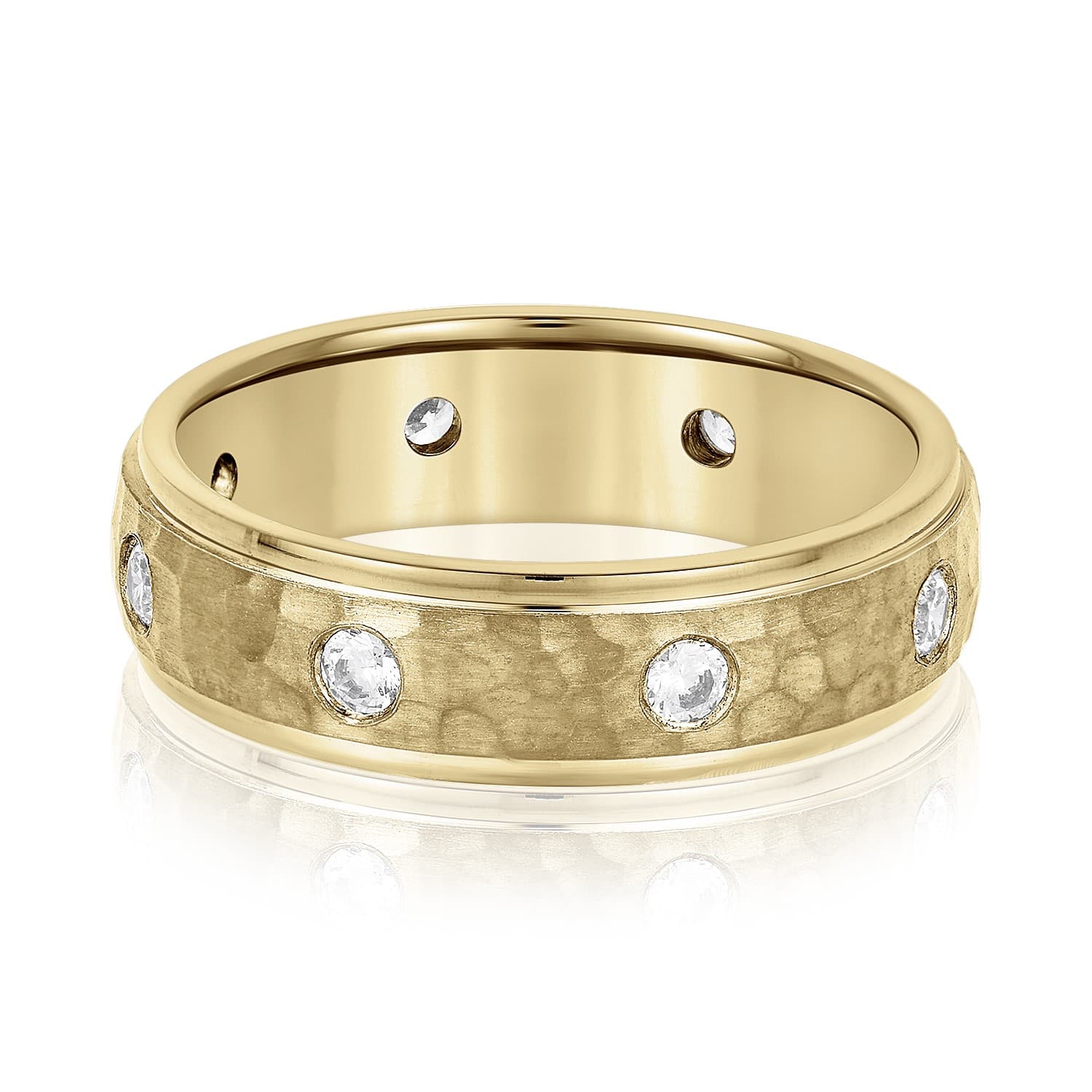 6mm Heavy Weight Men's Band with Diamonds (0.48 ct. tw.), Front view in yellow gold