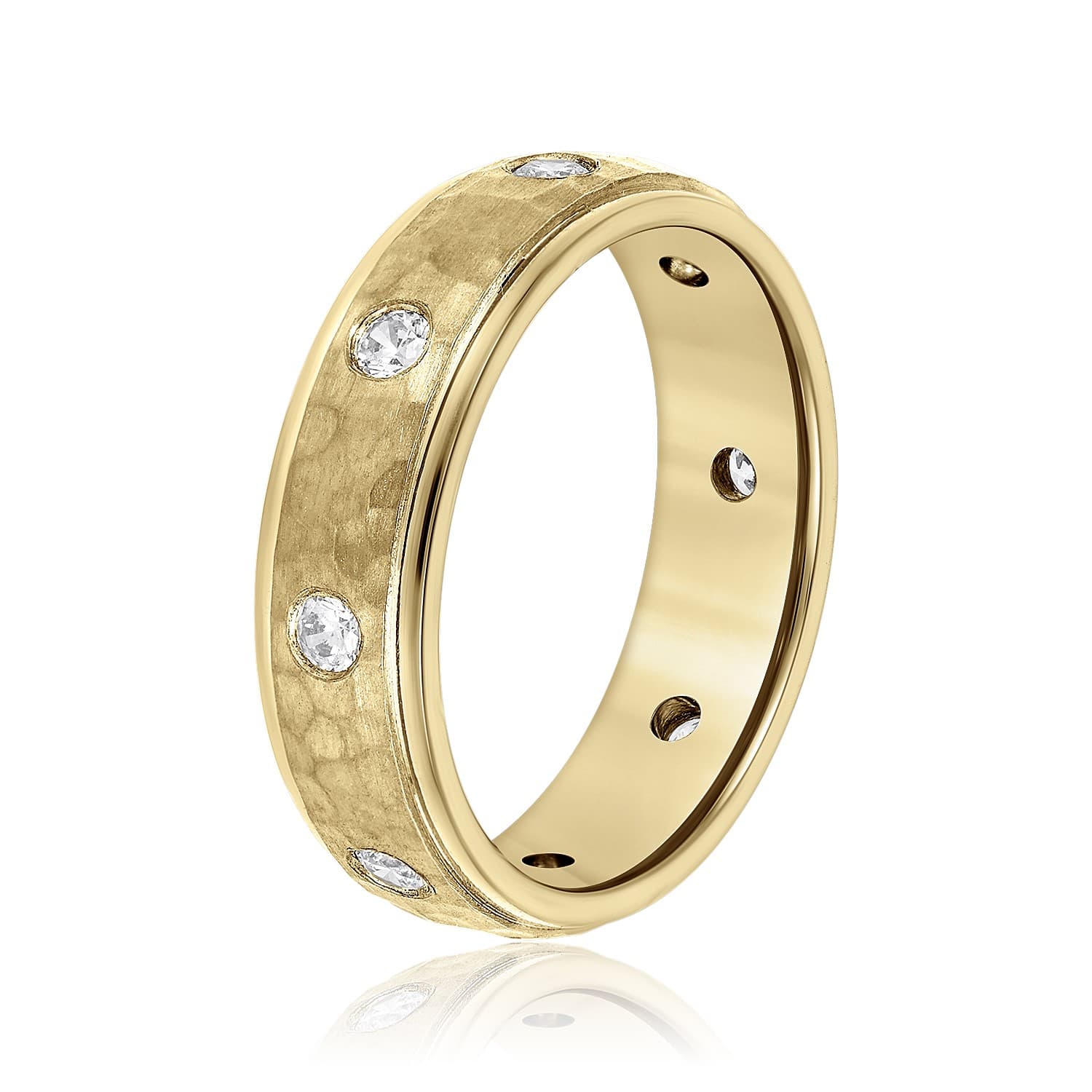 6mm Heavy Weight Men's Band with Diamonds (0.48 ct. tw.), Side view in yellow gold