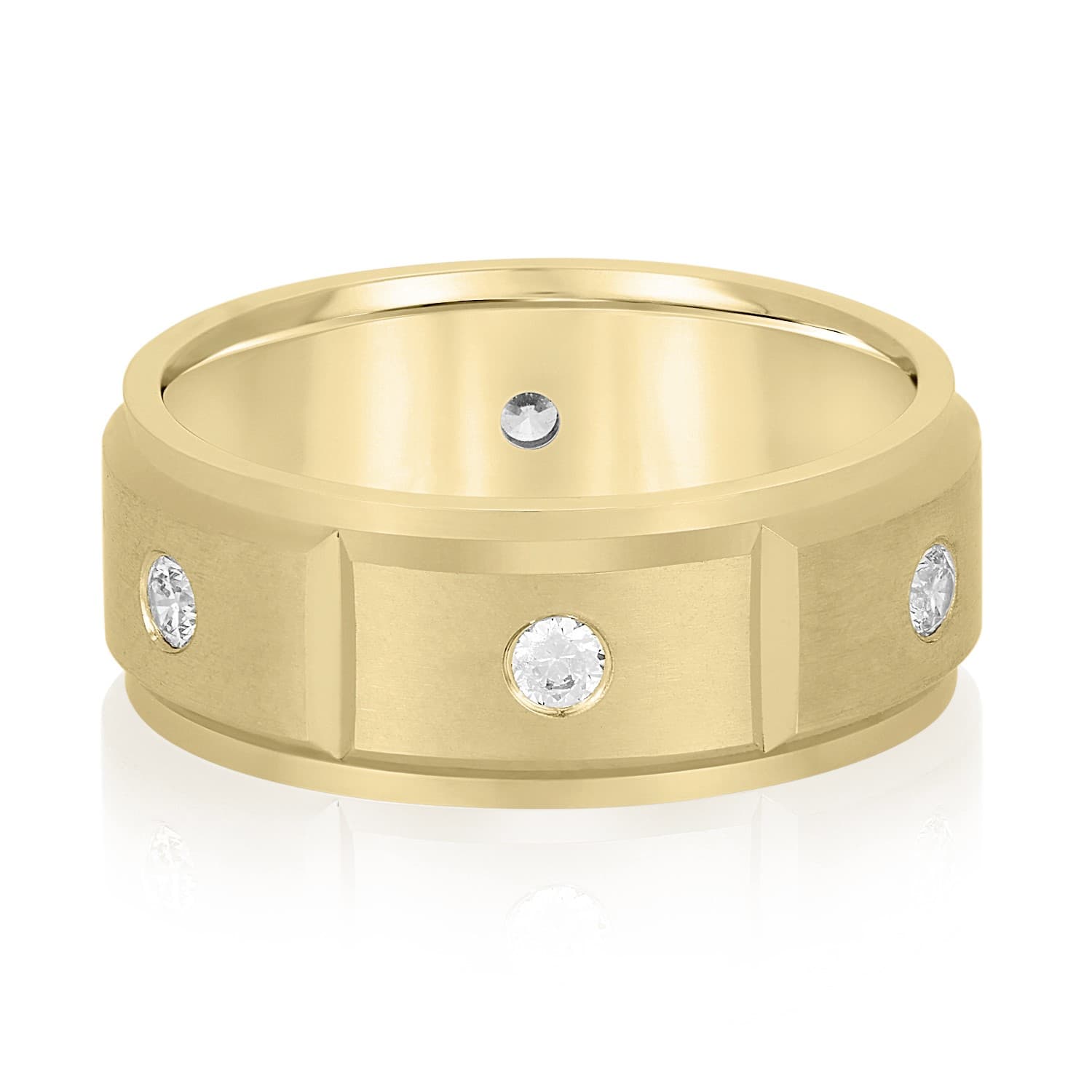 8mm Heavy Weight Men's Band with Diamonds (0.42 ct. tw.), Front view in yellow gold
