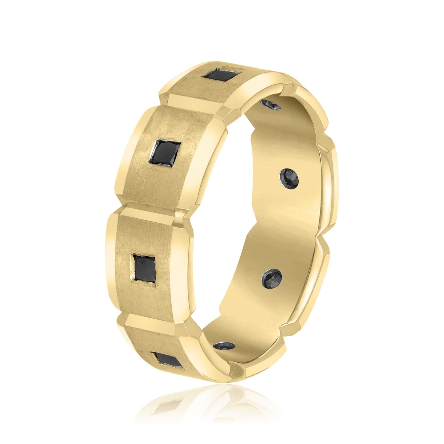 7mm Heavy Weight Men's Band with Diamonds (0.56 ct. tw.), Side view in yellow gold