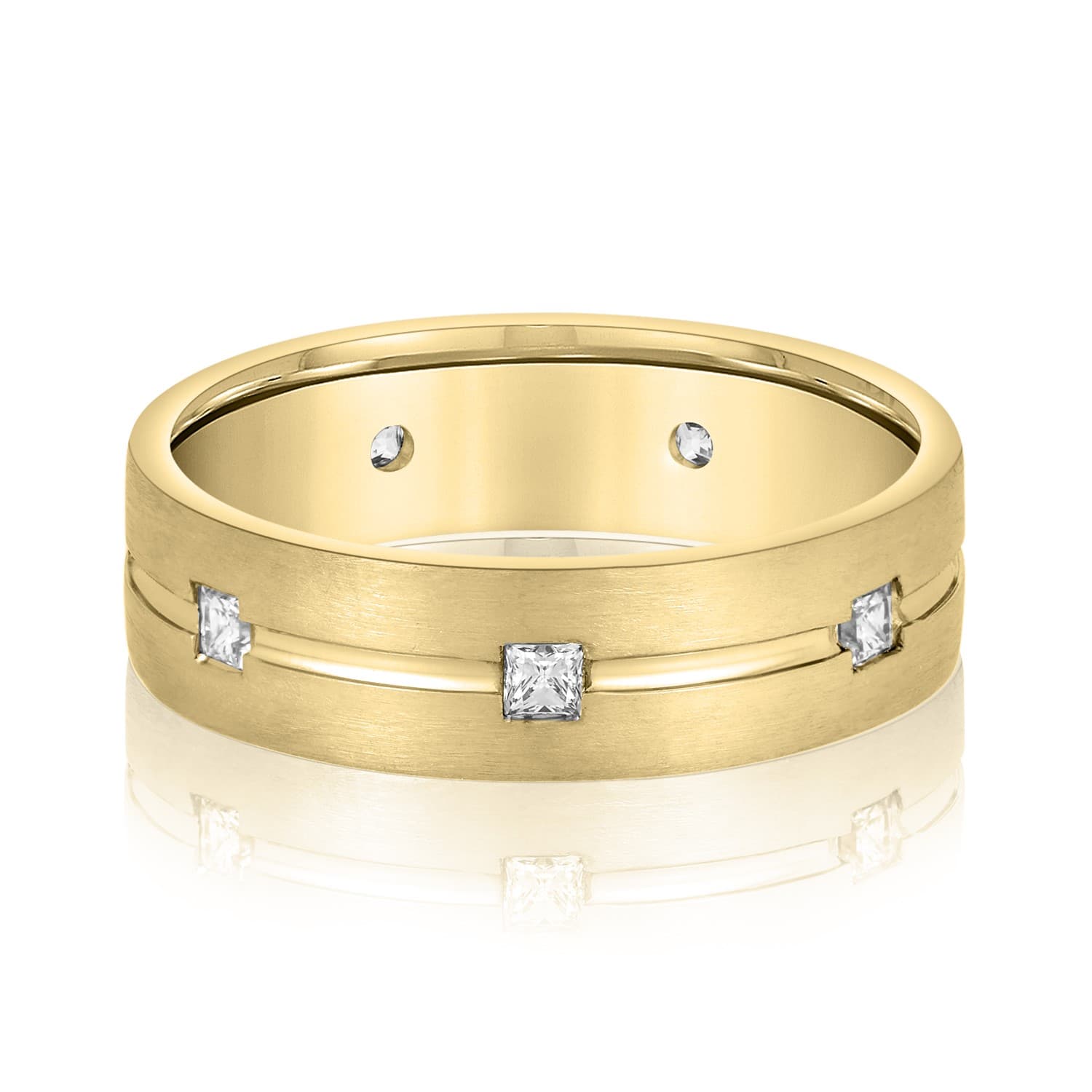 6mm Heavy Weight Men's Band with Diamonds (0.53 ct. tw.), Front view in yellow gold