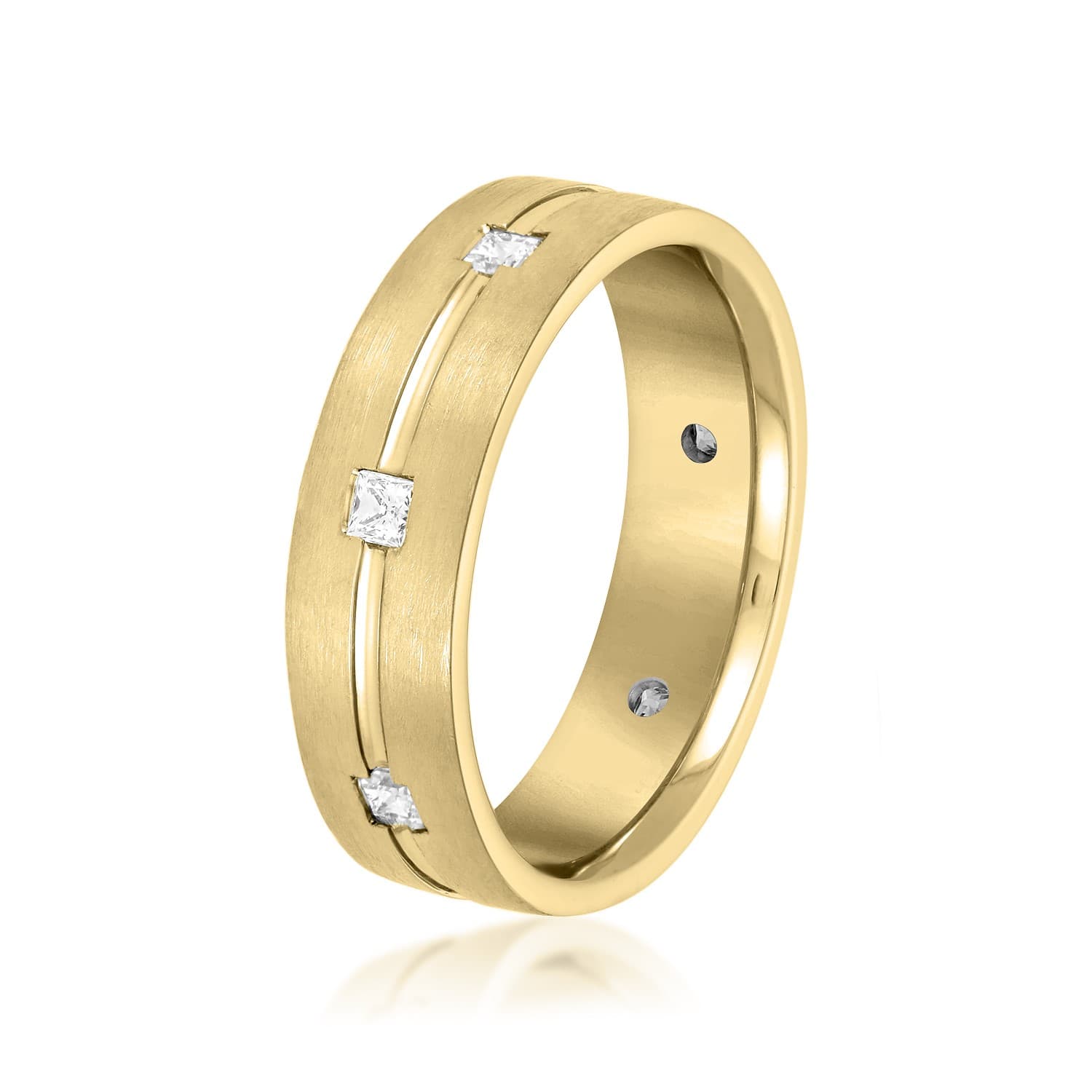 6mm Heavy Weight Men's Band with Diamonds (0.53 ct. tw.), Side view in yellow gold