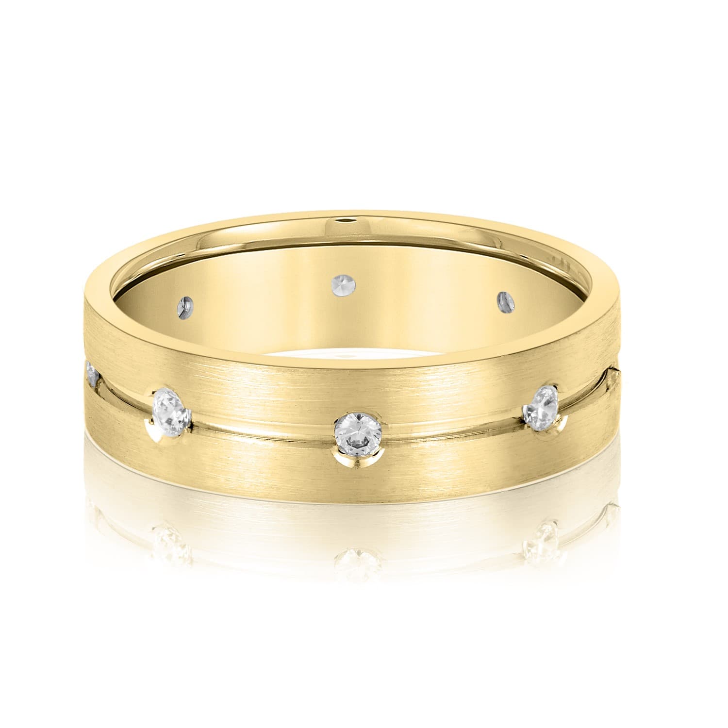 6mm Heavy Weight Men's Band with Diamonds (1/4 ct. tw.), Front view in yellow gold
