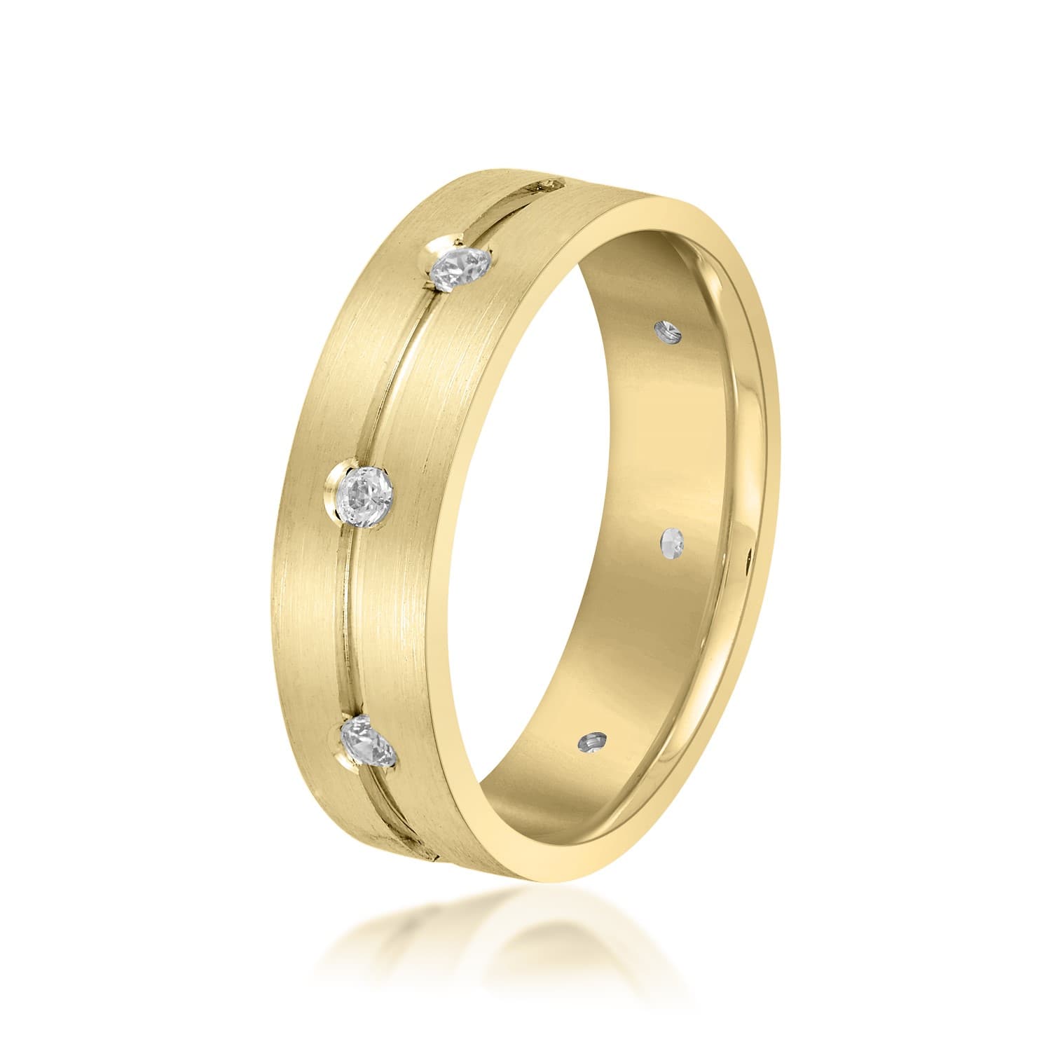 6mm Heavy Weight Men's Band with Diamonds (1/4 ct. tw.), Side view in yellow gold