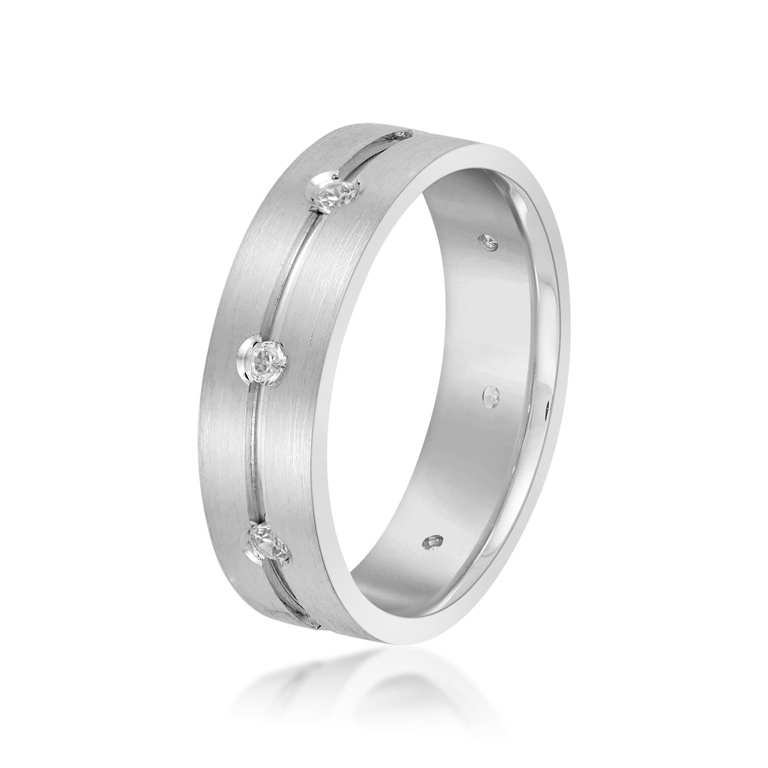 6mm Heavy Weight Men's Band with Diamonds (1/4 ct. tw.), Side view in white gold or platinum