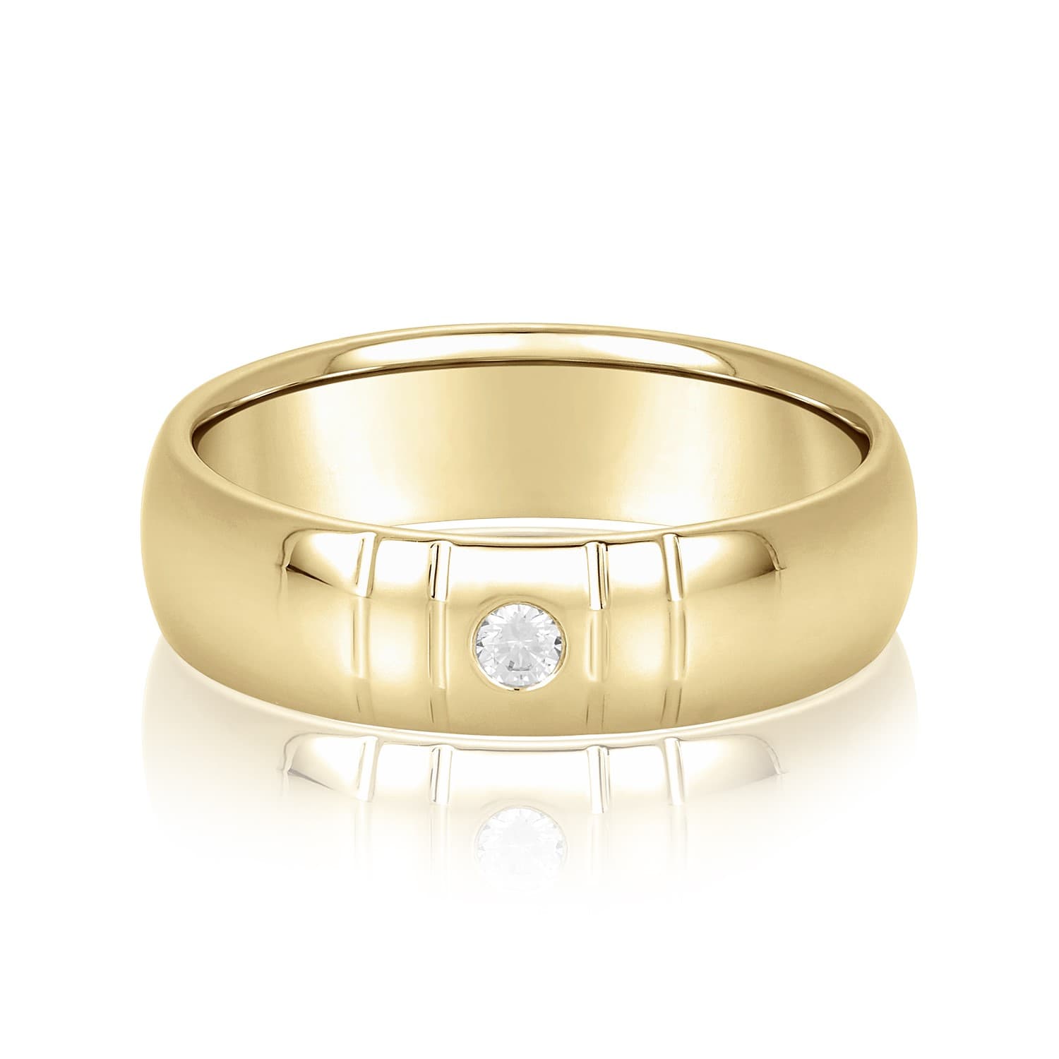 6mm Heavy Weight Men's Band with Diamonds (0.07 ct. tw.), Front view in yellow gold