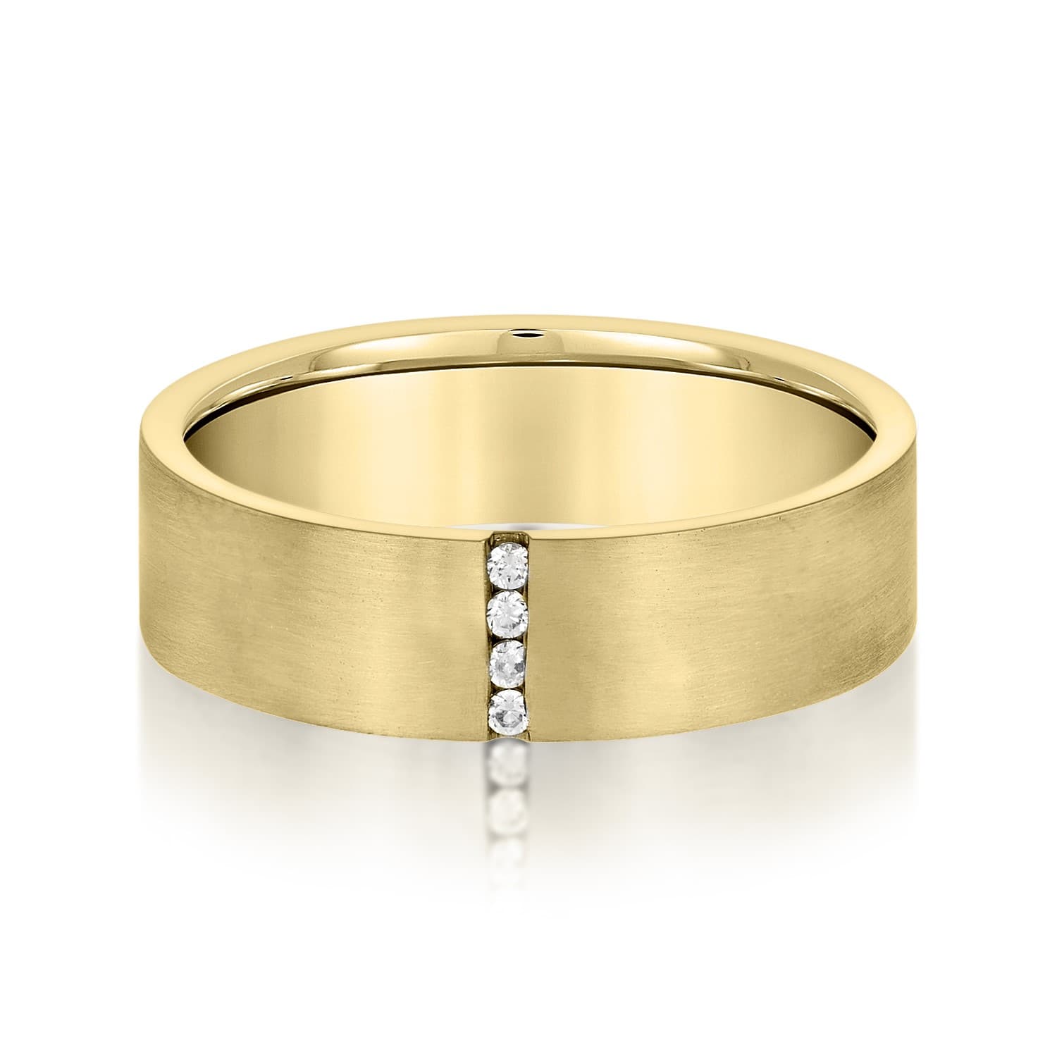6mm Heavy Weight Men's Band with Diamonds (0.04 ct. tw.), Front view in yellow gold
