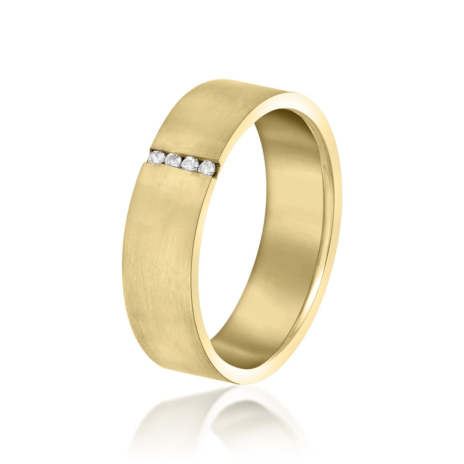 6mm Heavy Weight Men's Band with Diamonds (0.04 ct. tw.), Side view in yellow gold