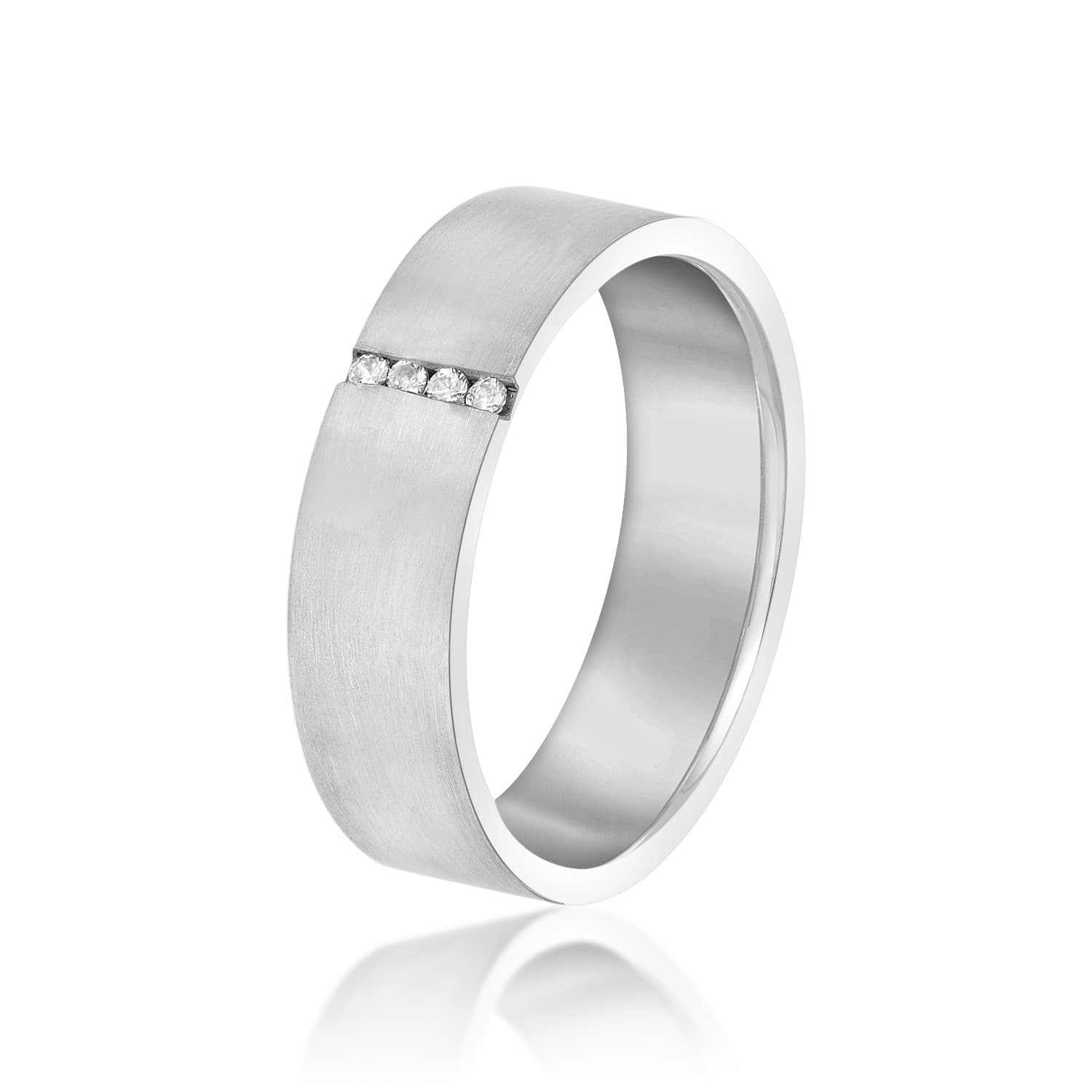 6mm Heavy Weight Men's Band with Diamonds (0.04 ct. tw.), Side view in white gold or platinum