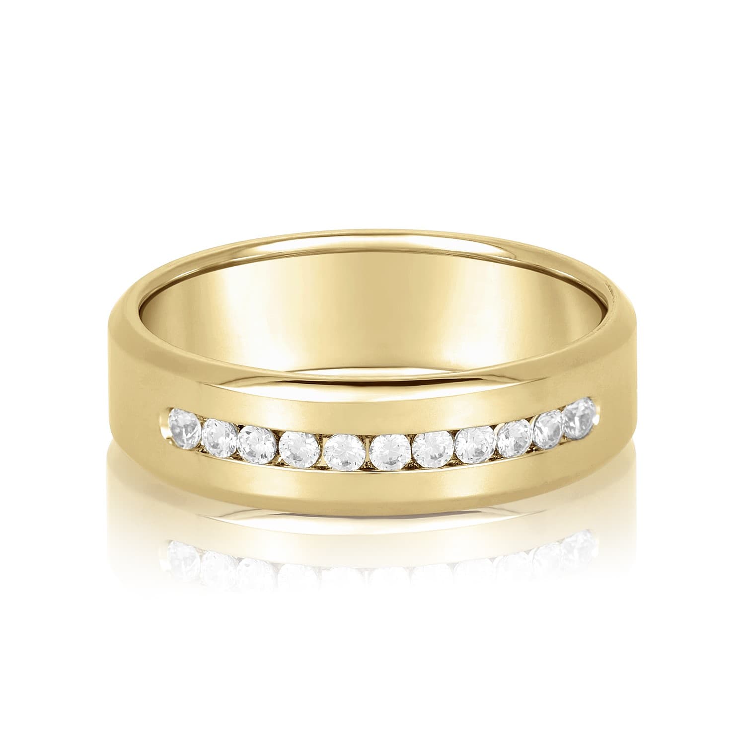 6mm Heavy Weight Men's Band with Diamonds (1/3 ct. tw.), Front view in yellow gold