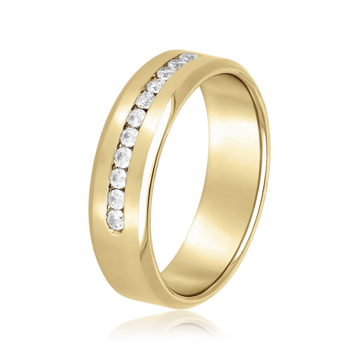 6mm Heavy Weight Men's Band with Diamonds (1/3 ct. tw.), Side view in yellow gold