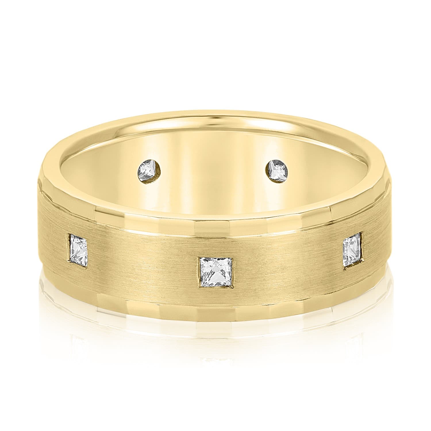 7mm Heavy Weight Men's Band with Diamonds (0.53 ct. tw.), Front view in yellow gold
