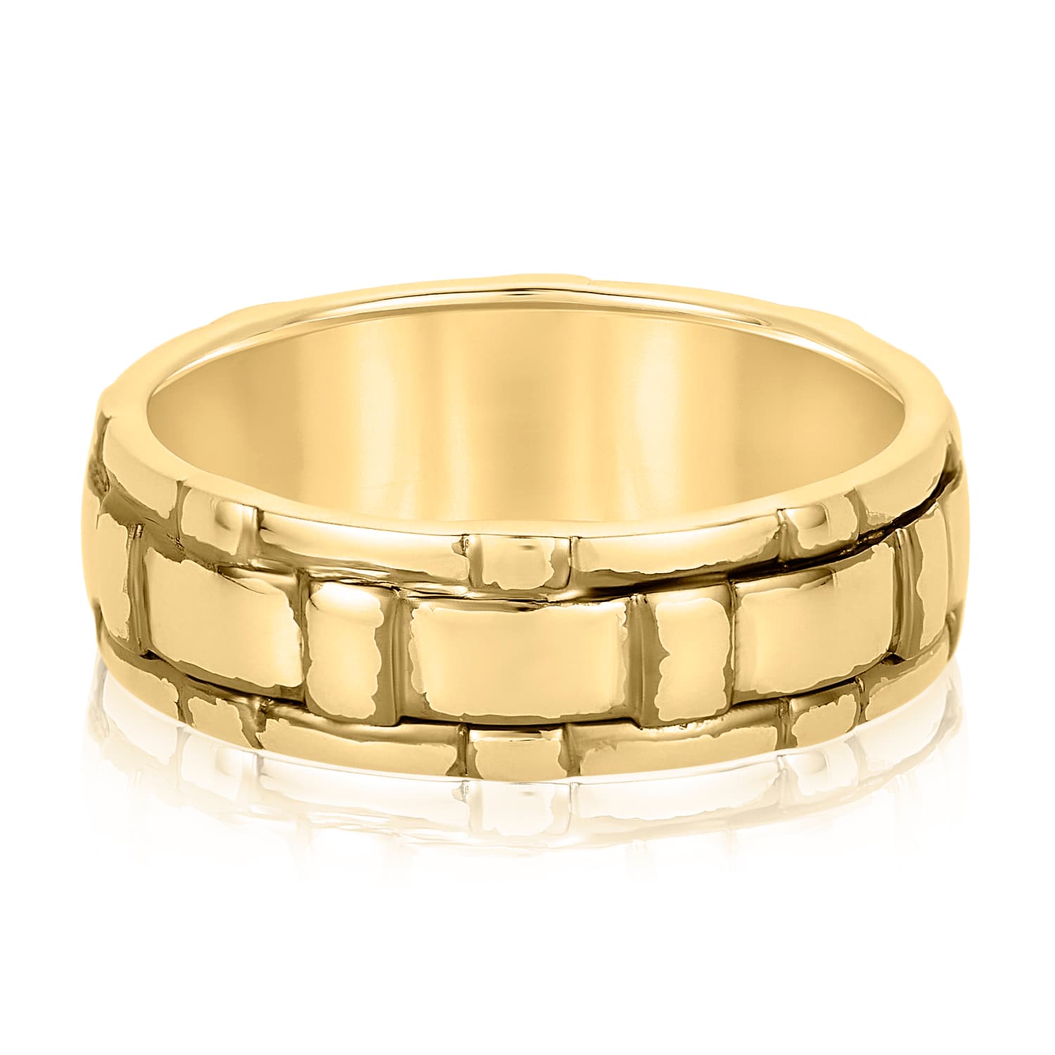 Heavy Weight Men's Band, Front view in yellow gold