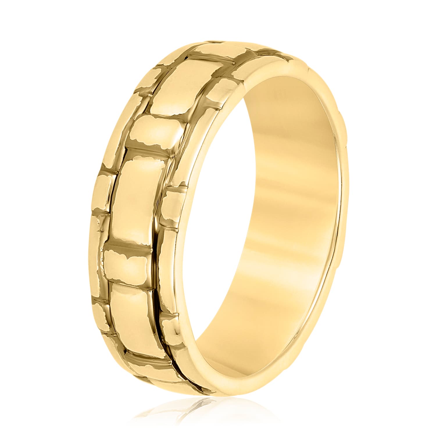 Heavy Weight Men's Band, Side view in yellow gold