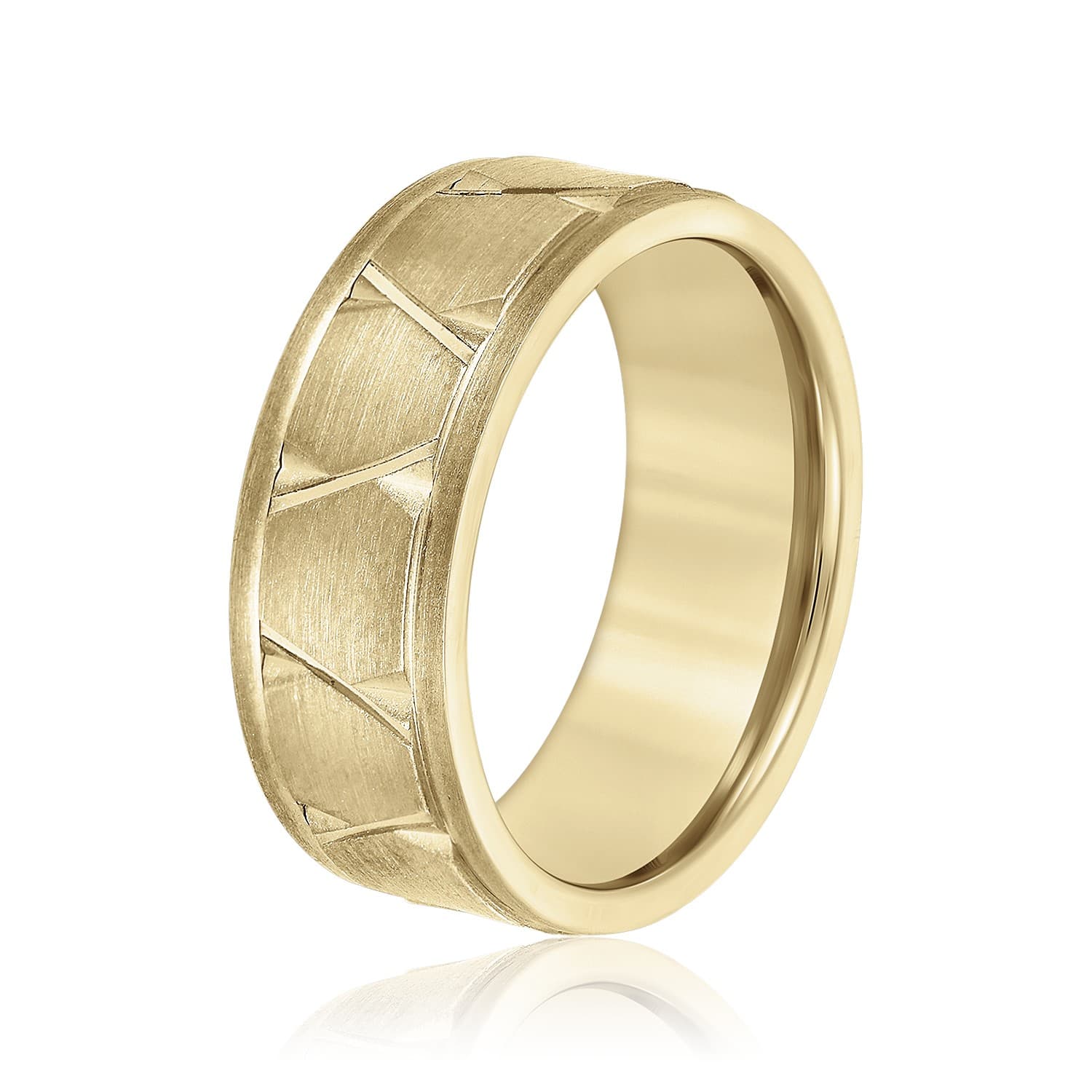 8mm Heavy Weight Men's Band, Side view in yellow gold