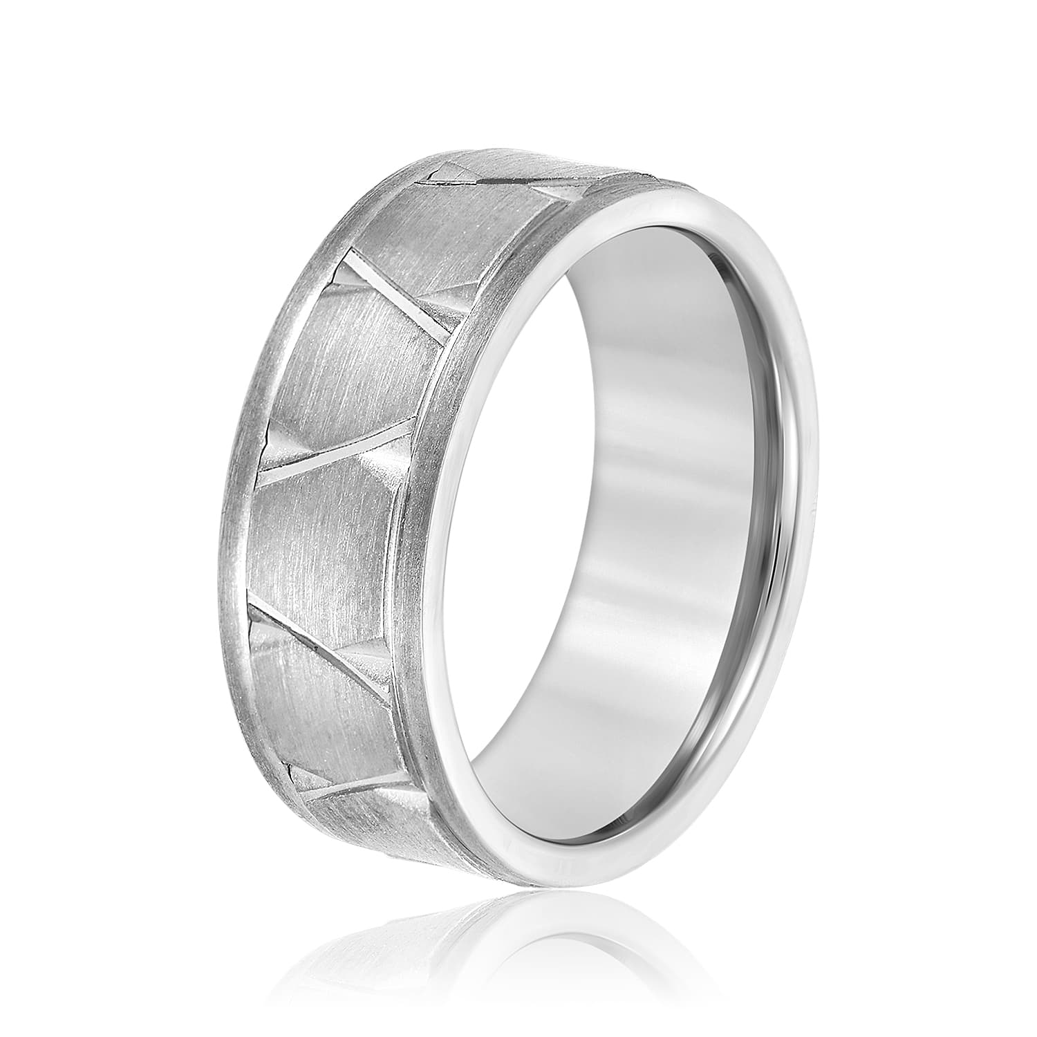 8mm Heavy Weight Men's Band — TT, Side view in white gold or platinum