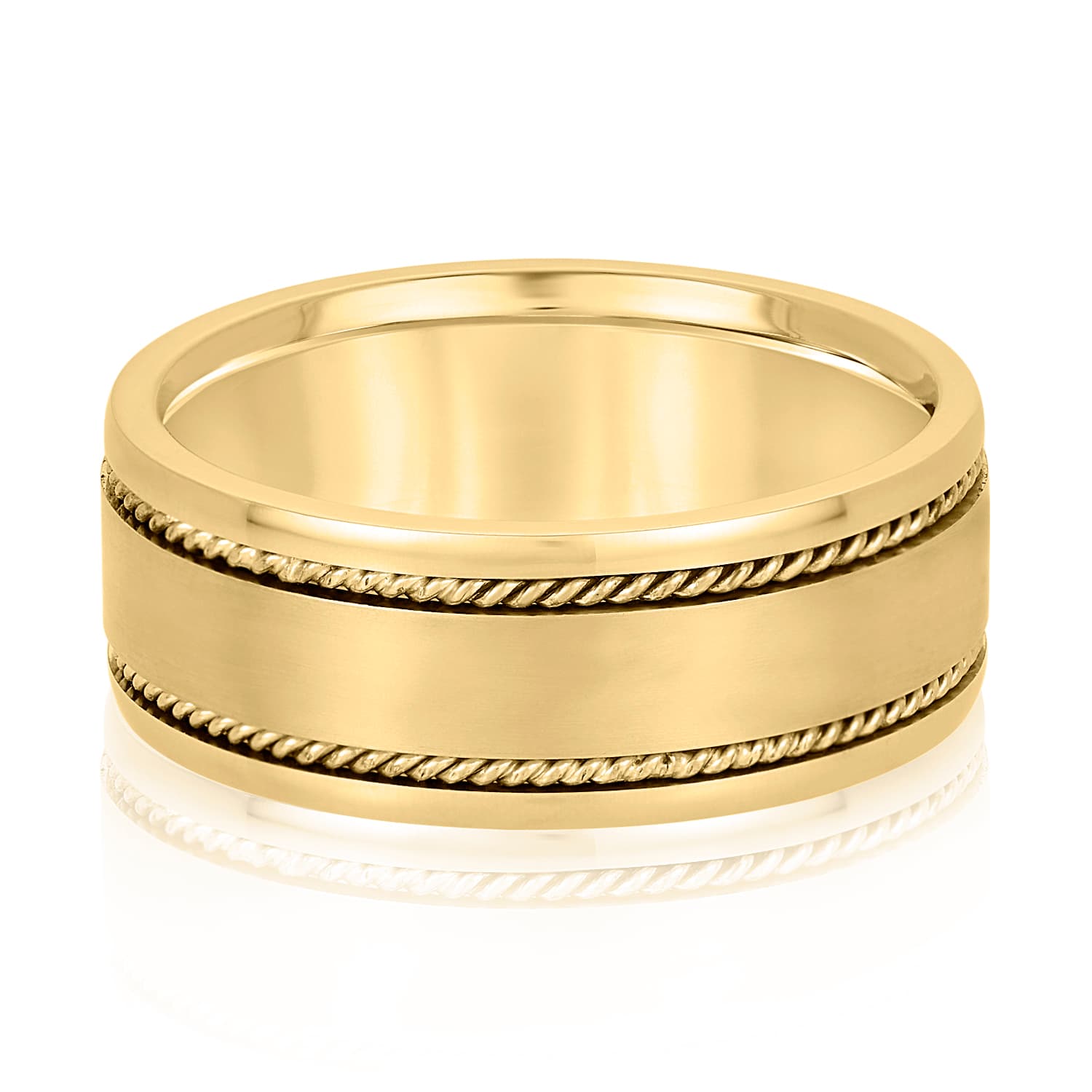 8mm Heavy Weight Men's Band, Front view in yellow gold