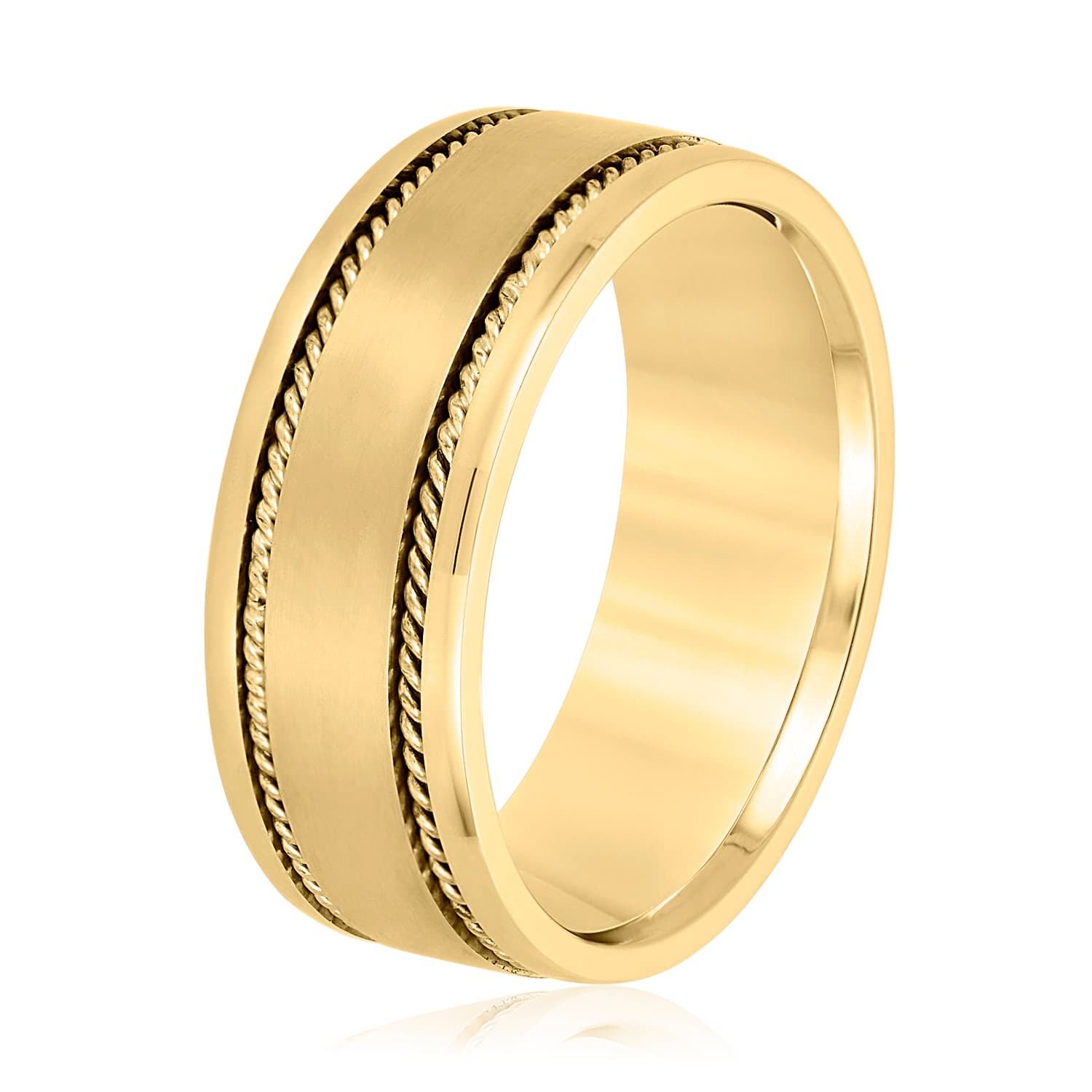 8mm Heavy Weight Men's Band, Side view in yellow gold