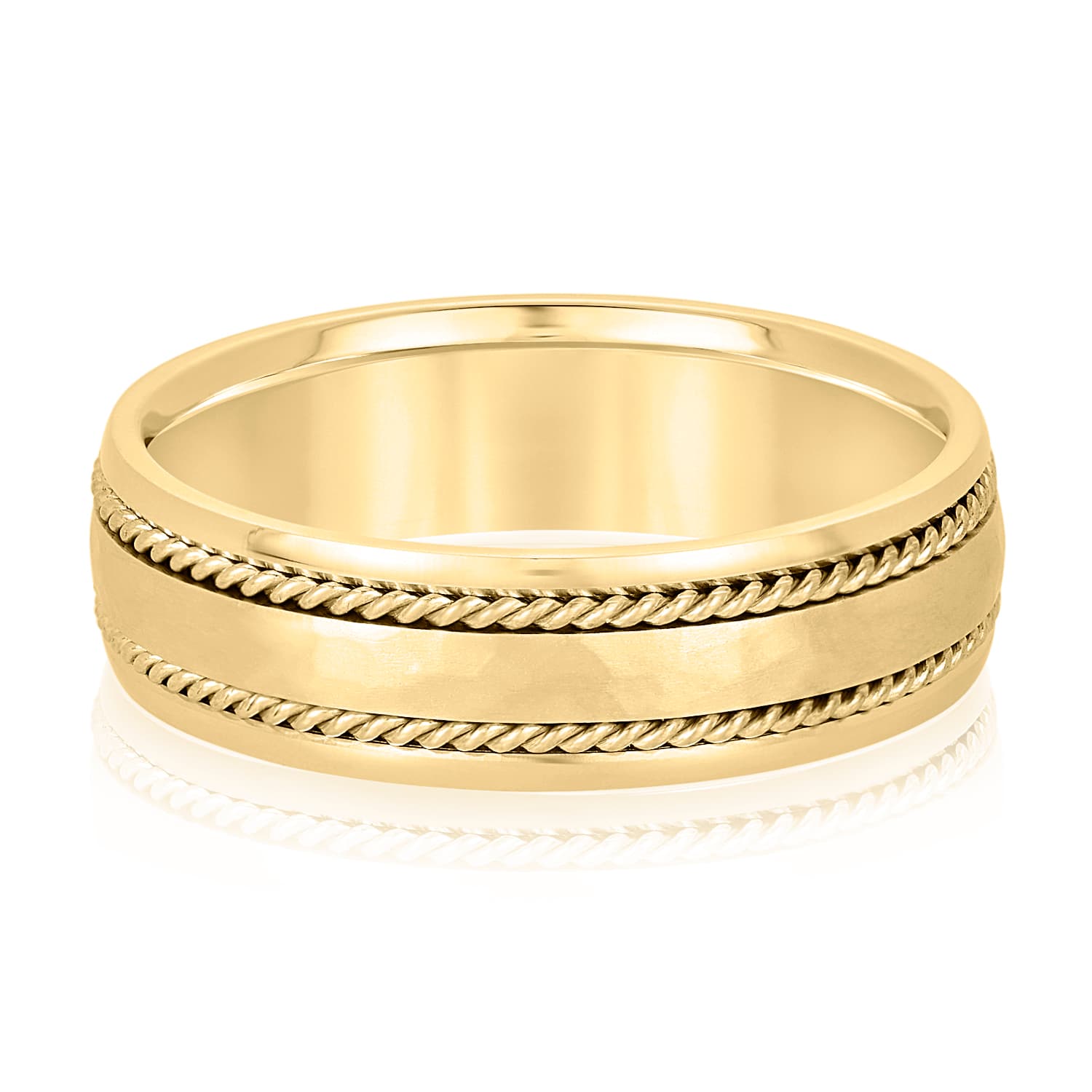 6mm Heavy Weight Men's Band, Front view in yellow gold