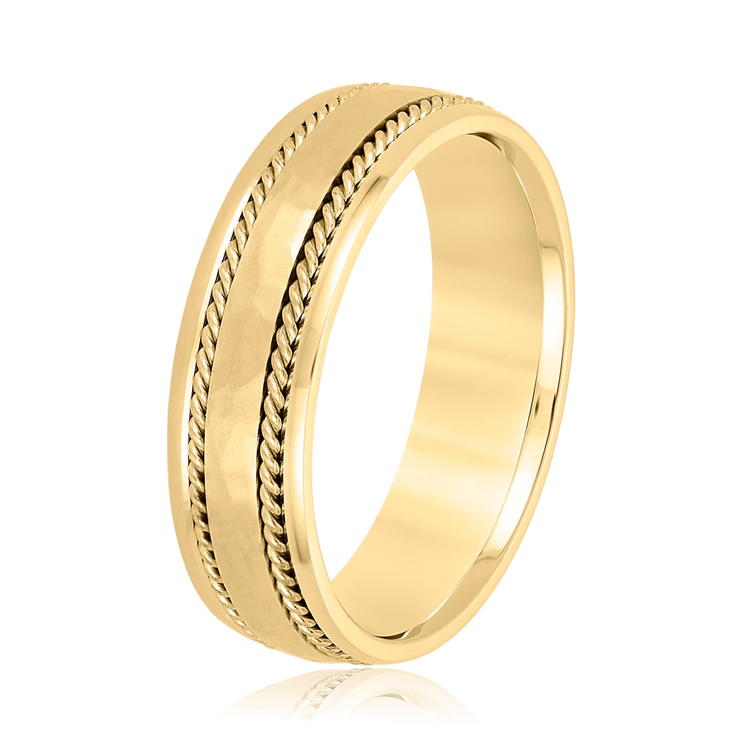 6mm Heavy Weight Men's Band, Side view in yellow gold