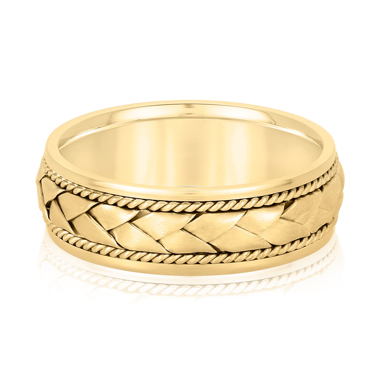7mm Heavy Weight Men's Band, Front view in yellow gold