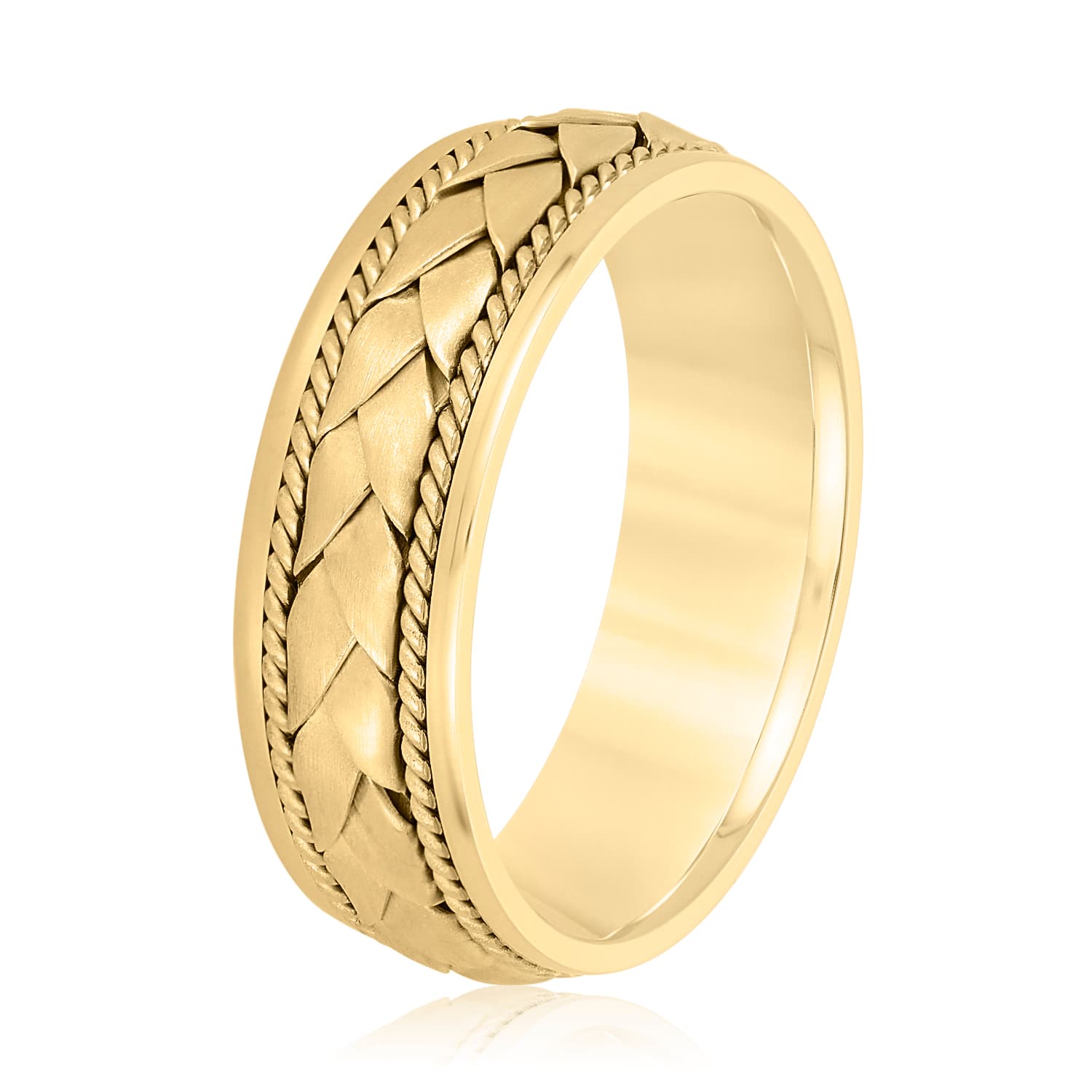 7mm Heavy Weight Men's Band, Side view in yellow gold